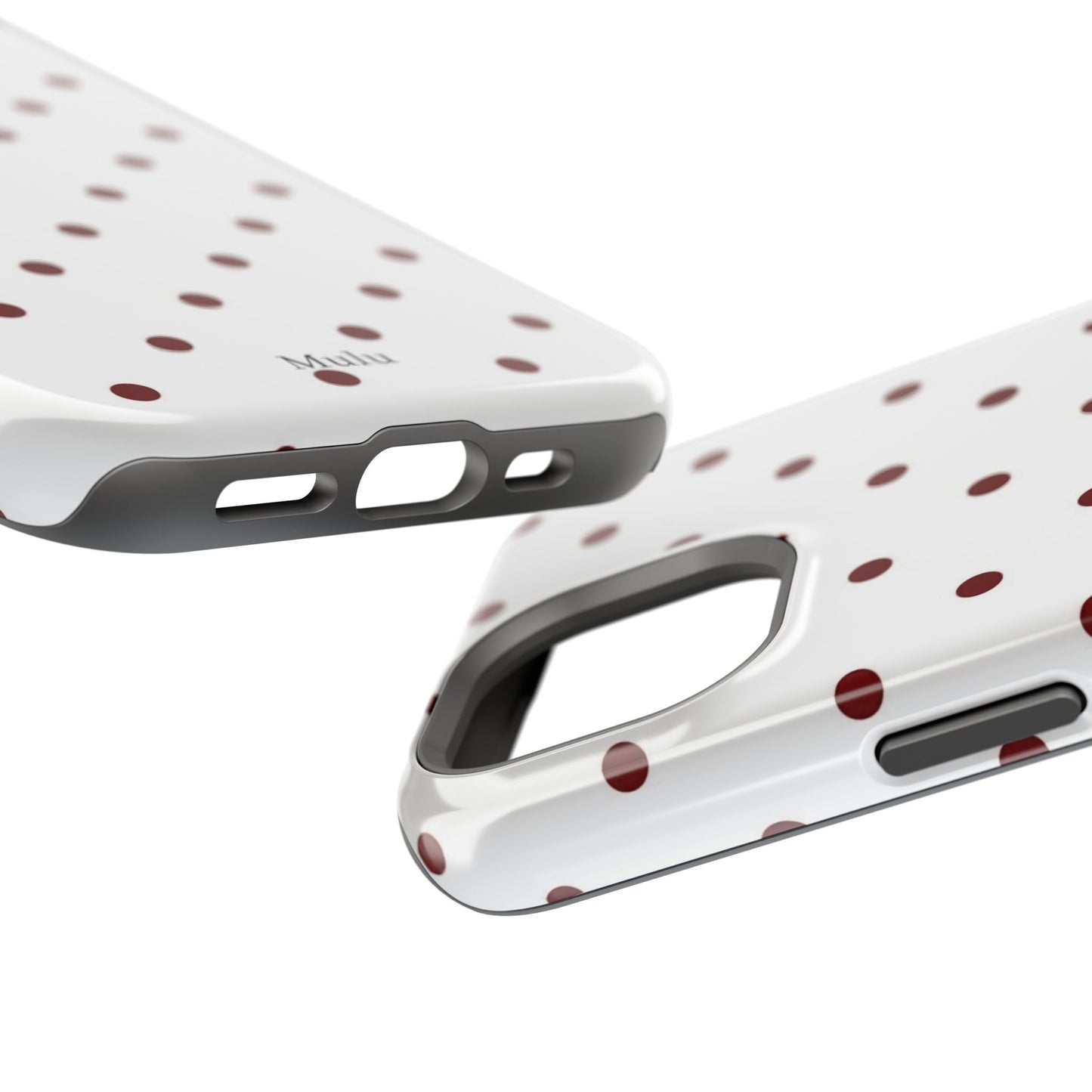 Polka Dot Magnetic Impact-Resistant Phone Case — Red Dots on White