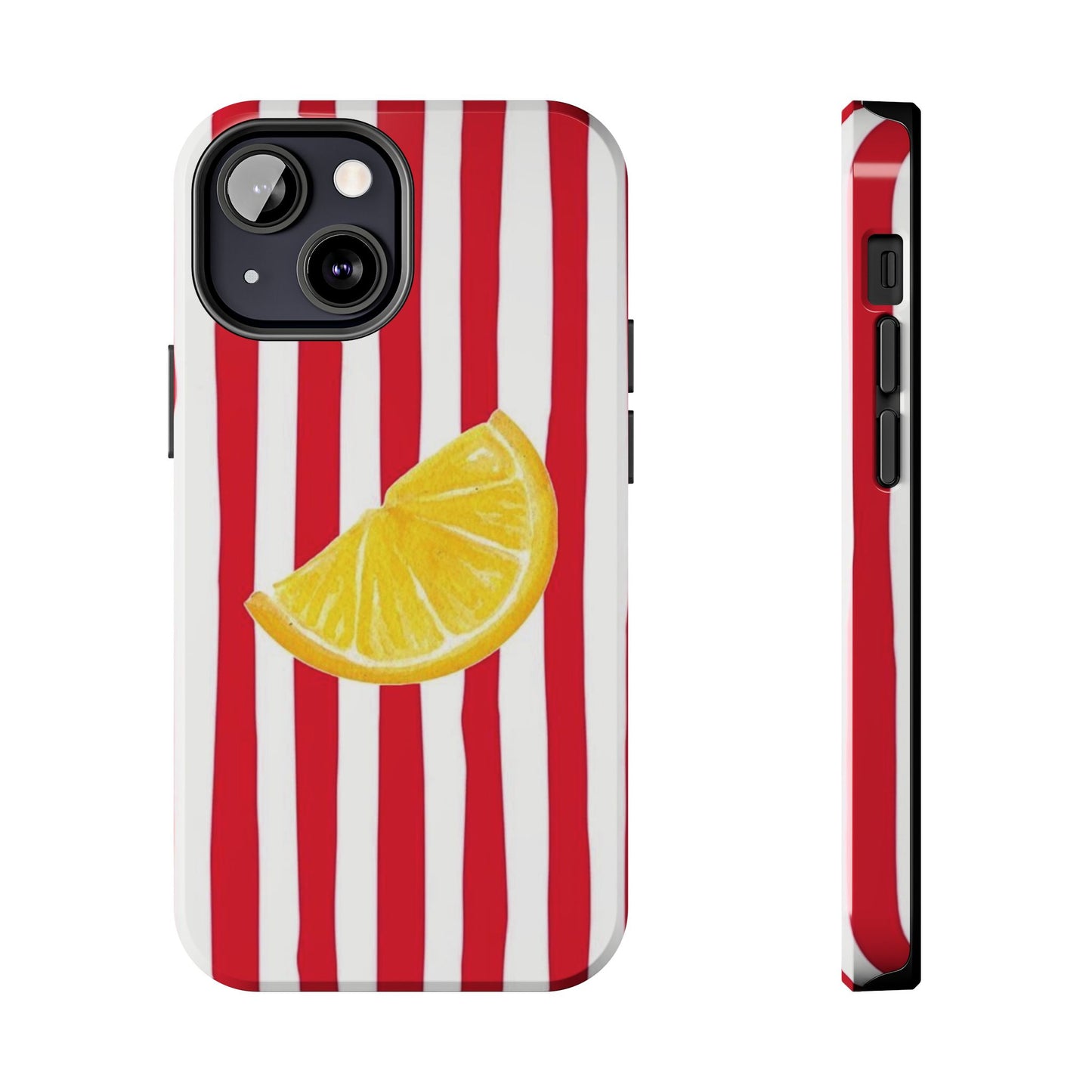Lemon Slice Red & White Stripe Tough Phone Case