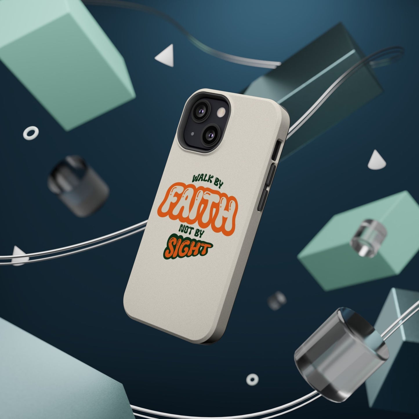 Magnetic Impact-Resistant Case — "Walk by Faith Not by Sight" Inspirational Phone Cover