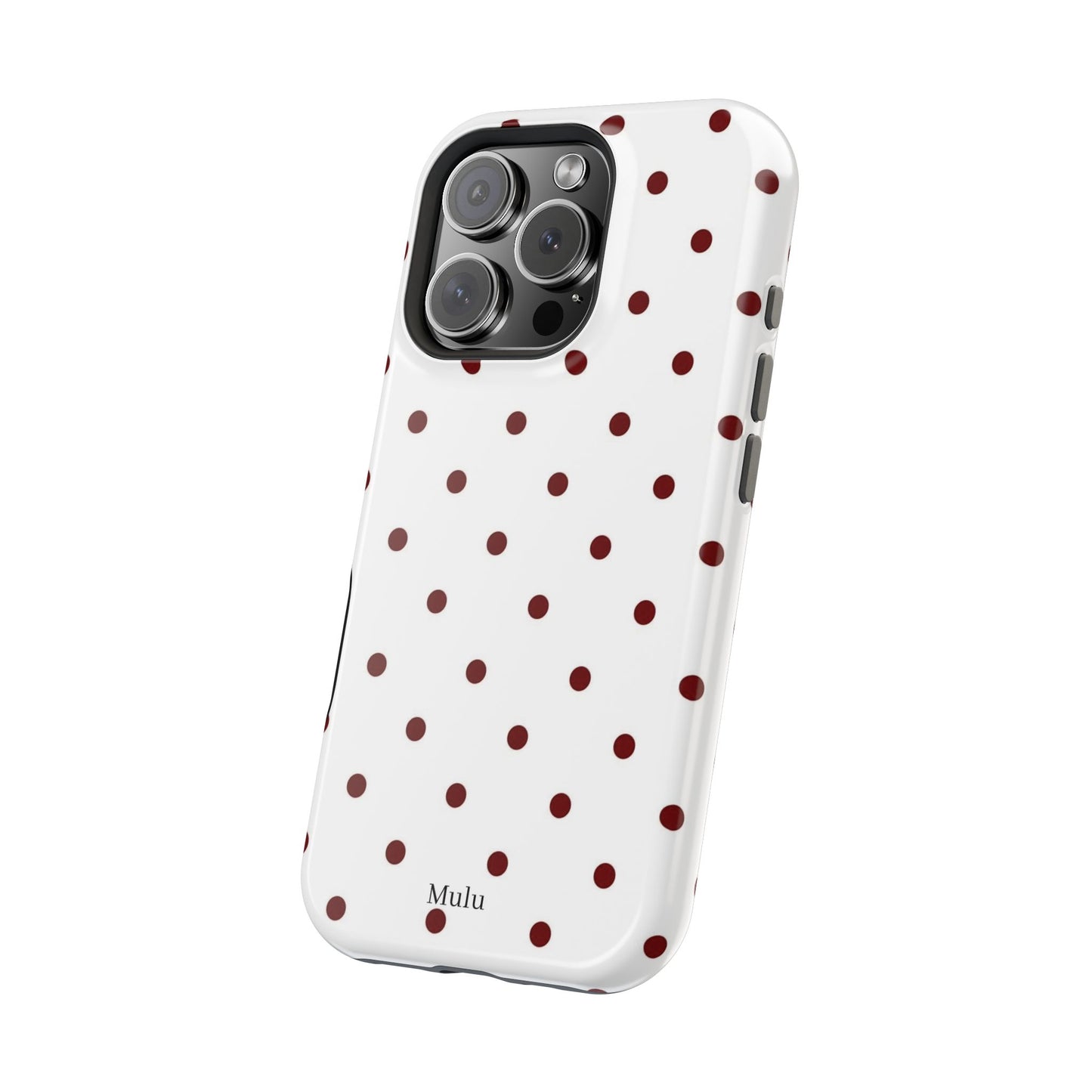 Polka Dot Magnetic Impact-Resistant Phone Case — Red Dots on White