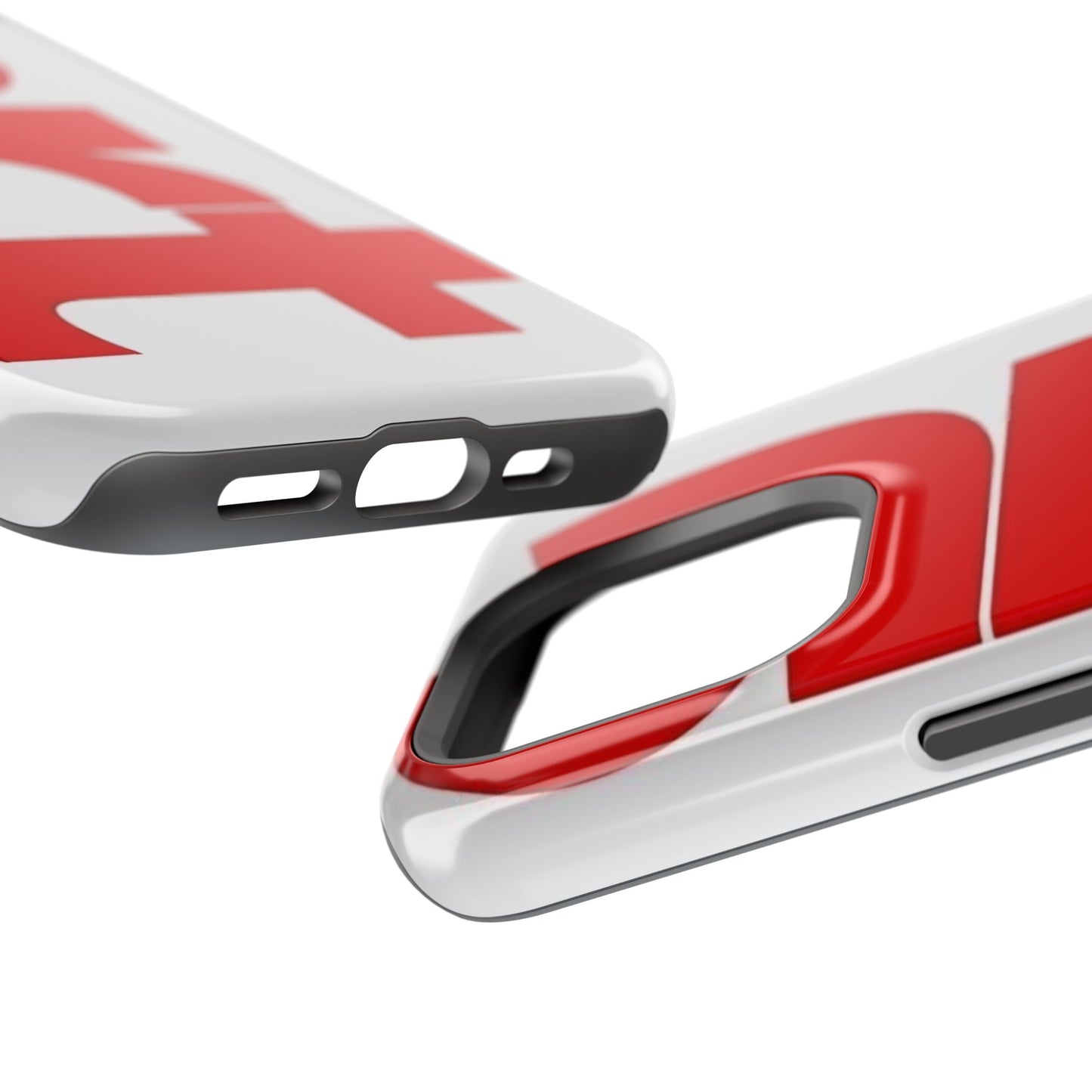 Magnetic Impact-Resistant Phone Case — Bold Red Typographic Design