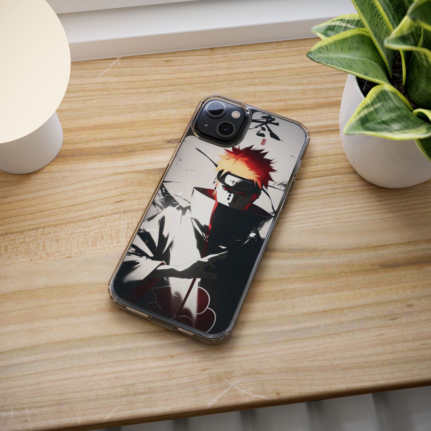 Clear Impact-Resistant Phone Case — Anime Akatsuki Shadow Design