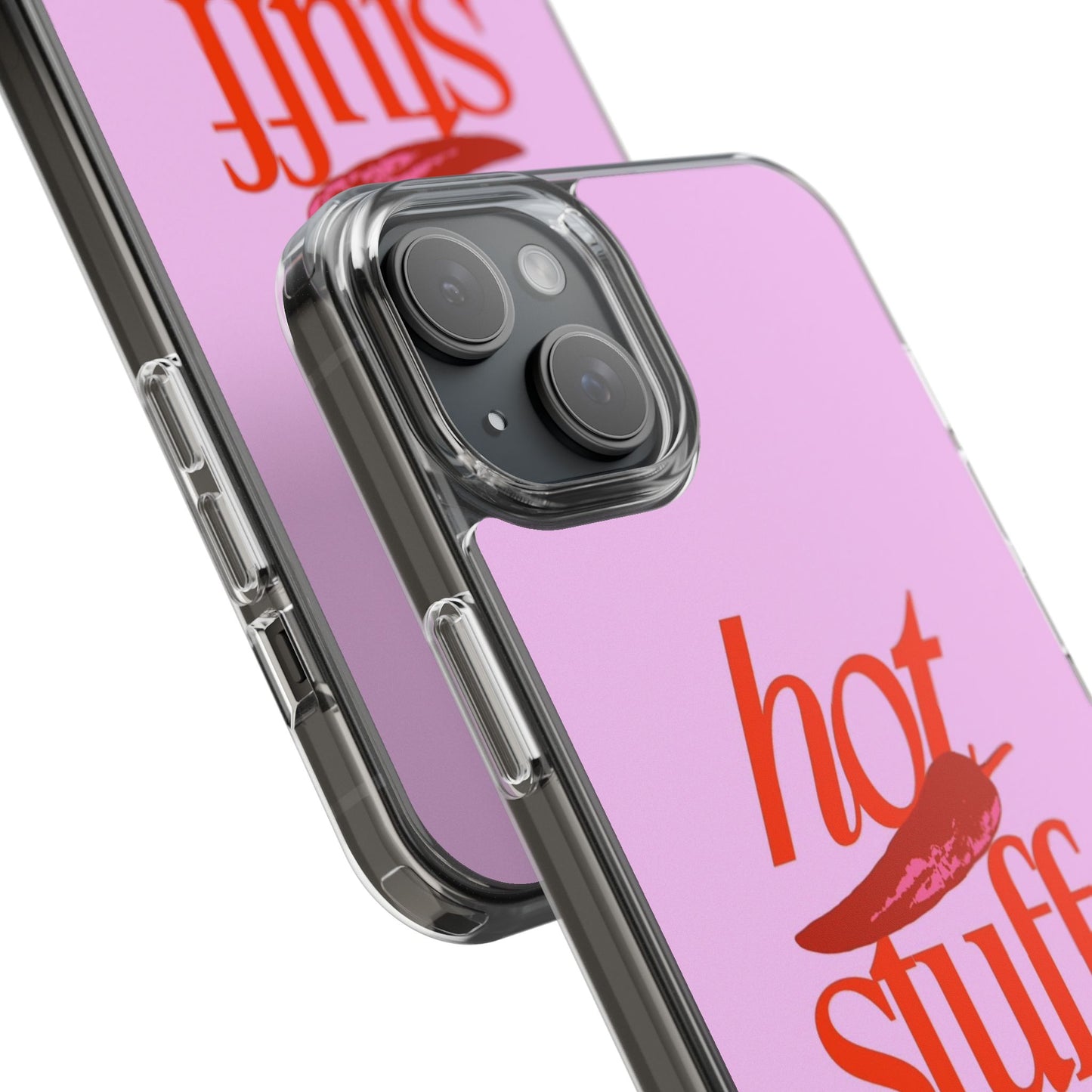 Hot Stuff Clear Impact Phone Case — Pink Retro Typography iPhone Cover