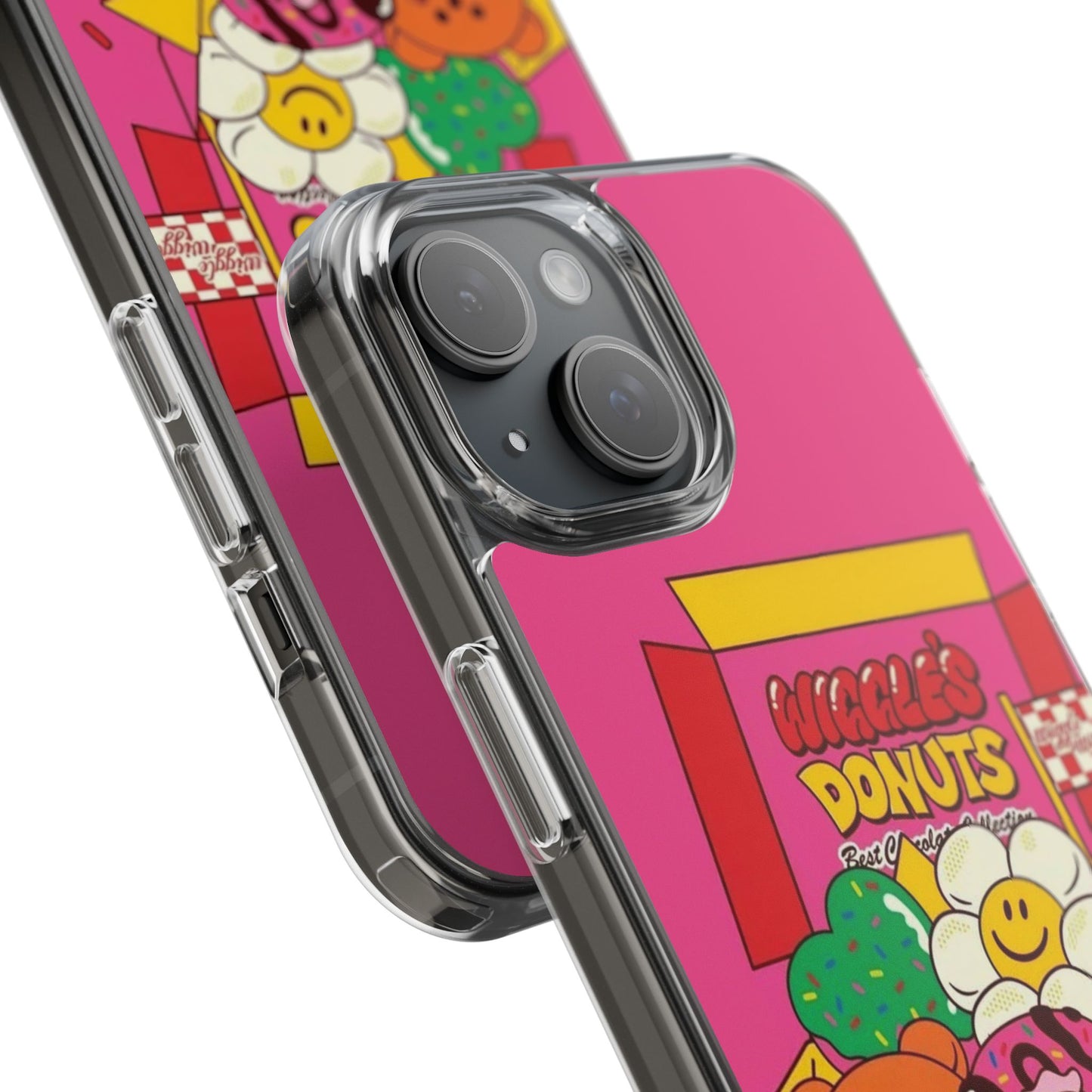 Donut Box Cute Phone Case — Clear Impact‑Resistant iPhone Cover with Smiling Donuts