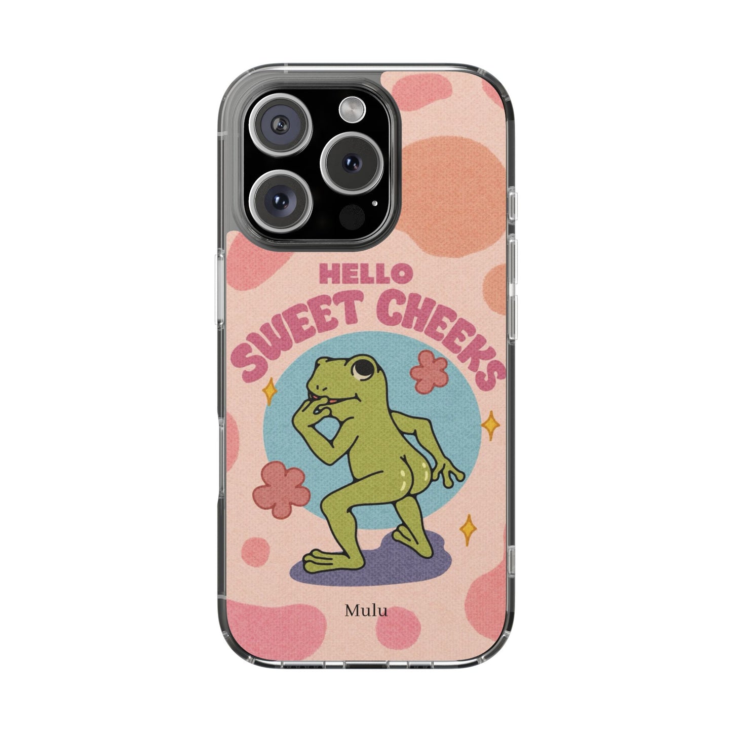 Clear Impact Phone Case — "Hello Sweet Cheeks" Retro Frog Design