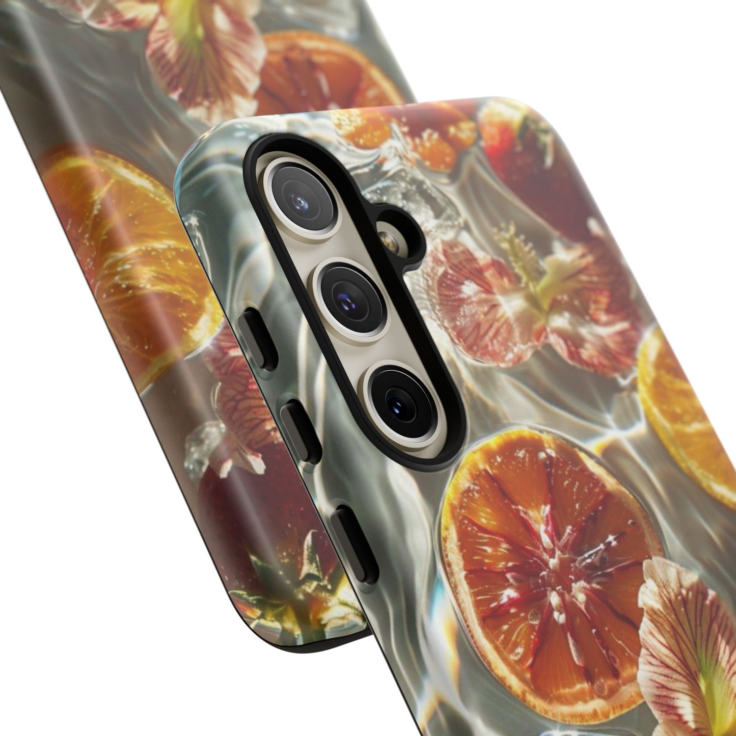 Citrus & Hibiscus Protective Phone Case – Summer Fruit Water Print Tough Case