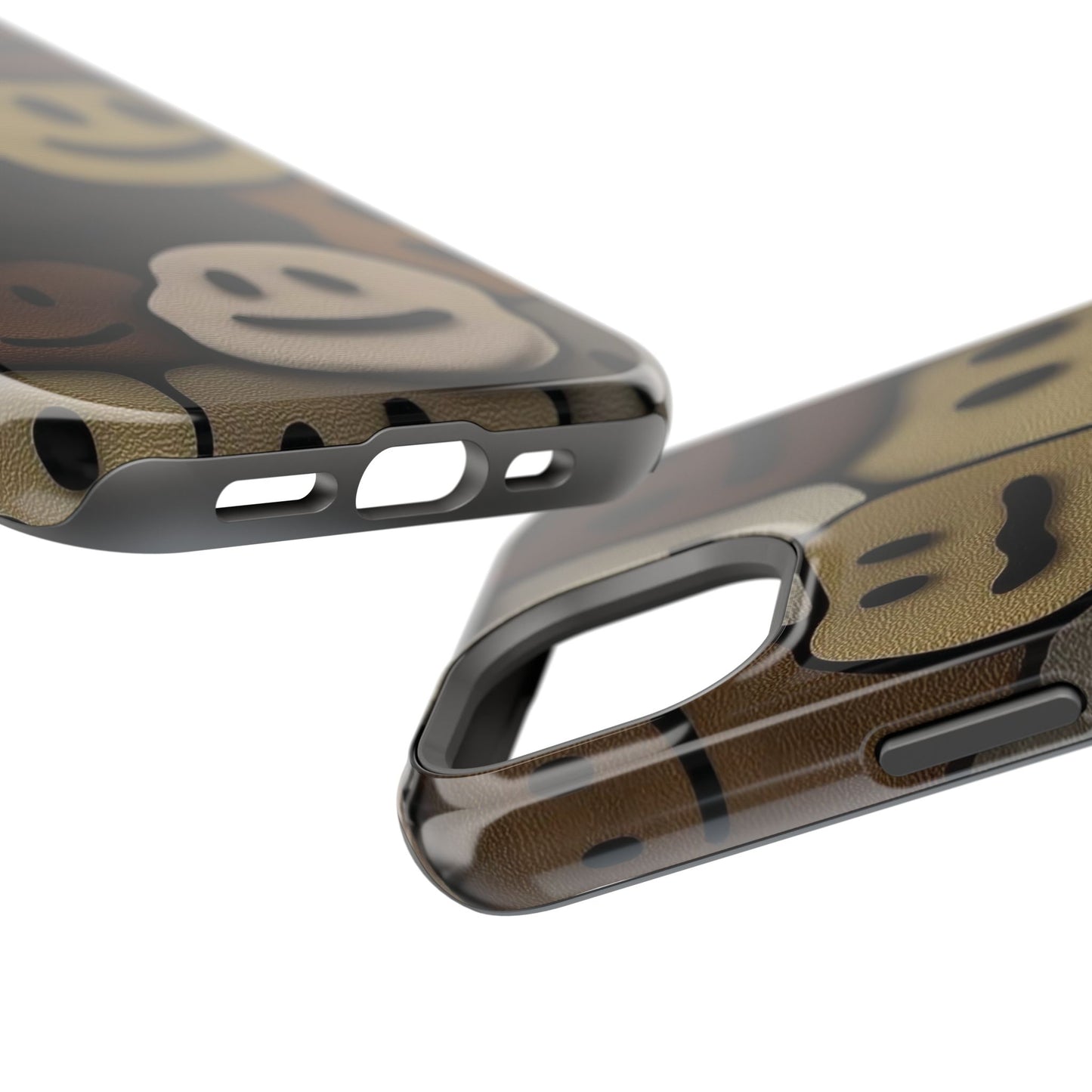 Magnetic Impact-Resistant Case — Brown Smiley Tile Phone Cover