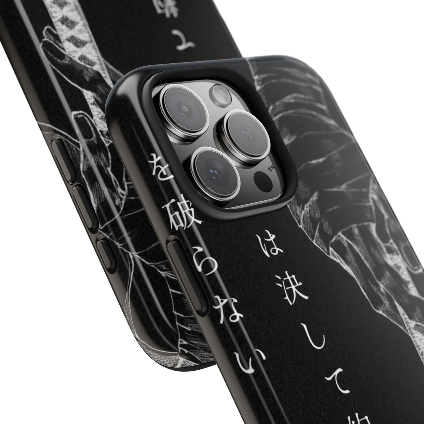 Samurai Vow Tough Phone Case — Black Katana Design with Japanese Text