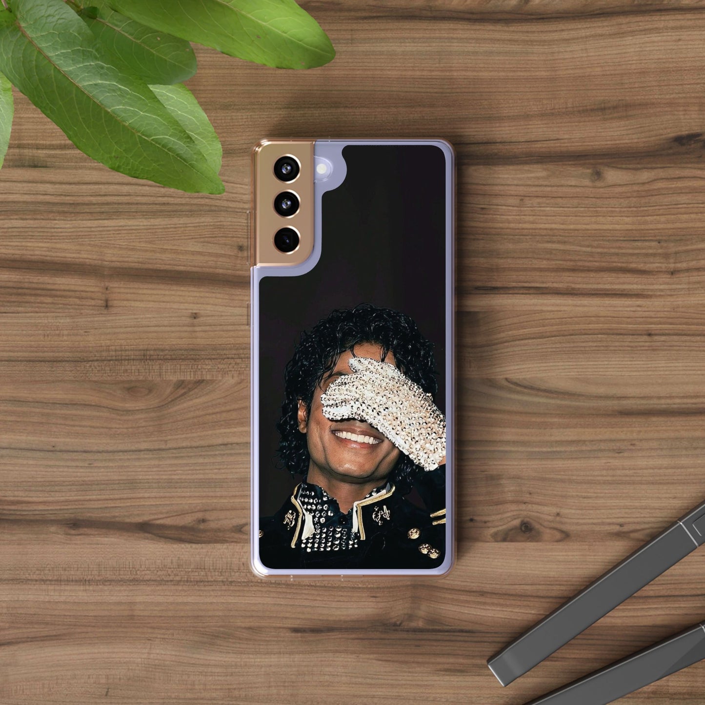 Michael Jackson Smiling Portrait Clear Phone Case — Retro Pop Icon Design