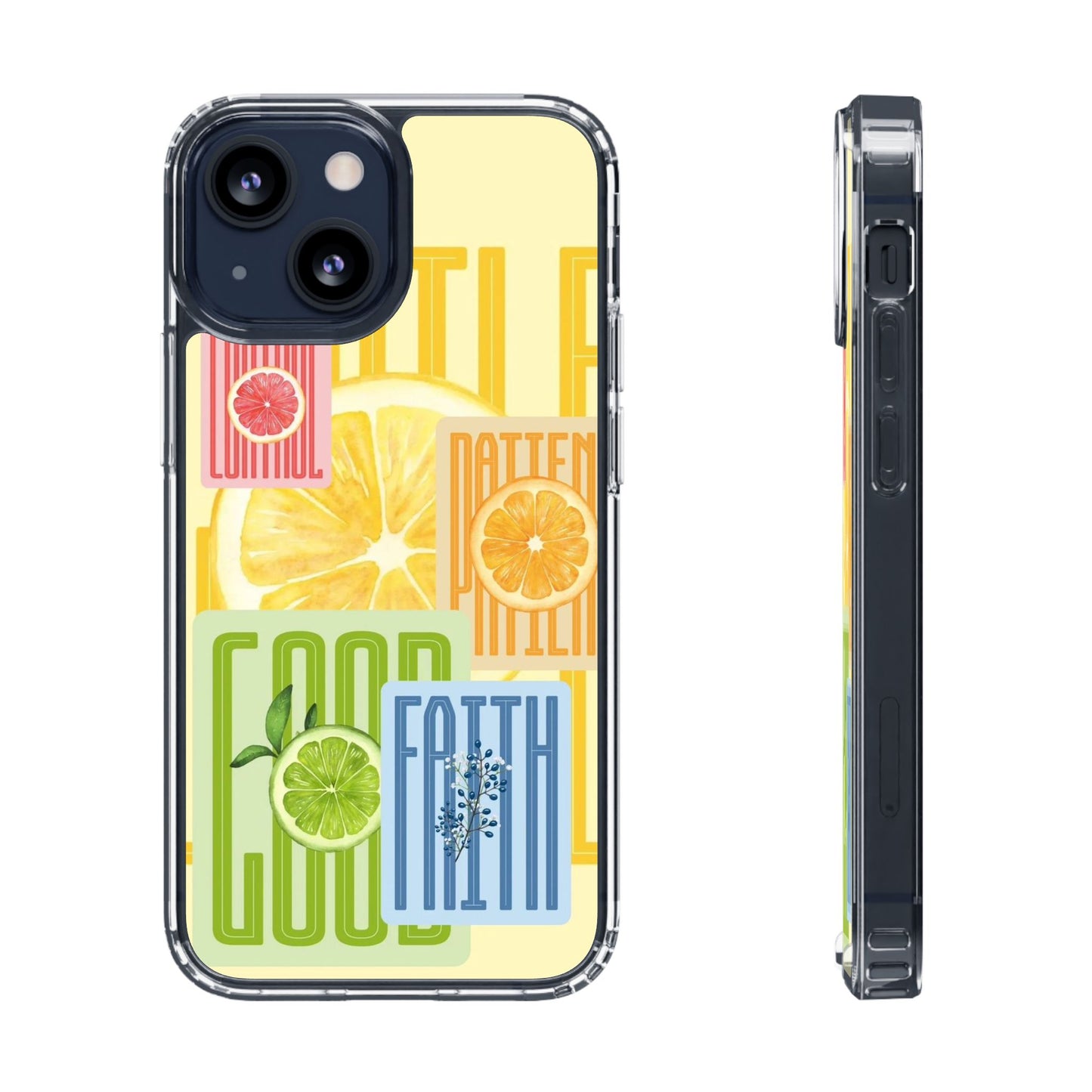 Clear Phone Case — Citrus Fruit Typography "Good Faith" Design