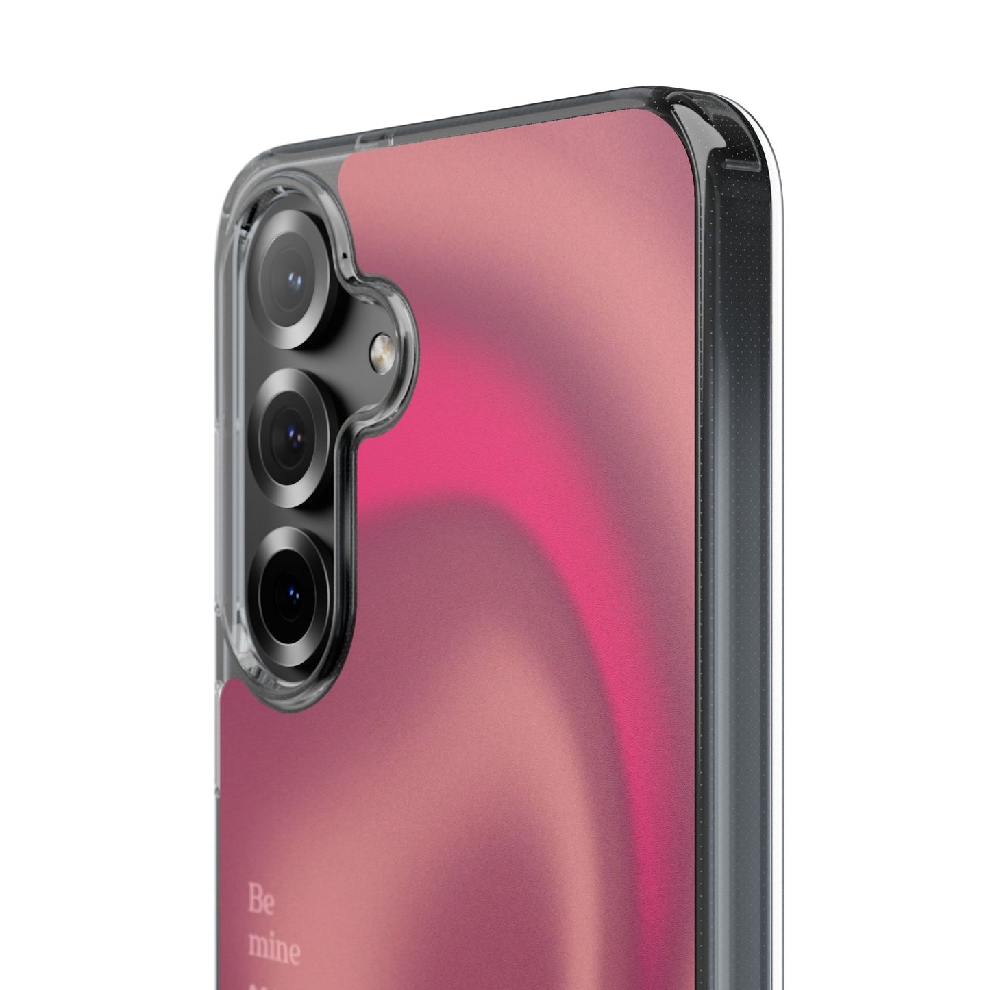 Clear Impact Phone Case — Pink Satin Swirl "Be mine" Design
