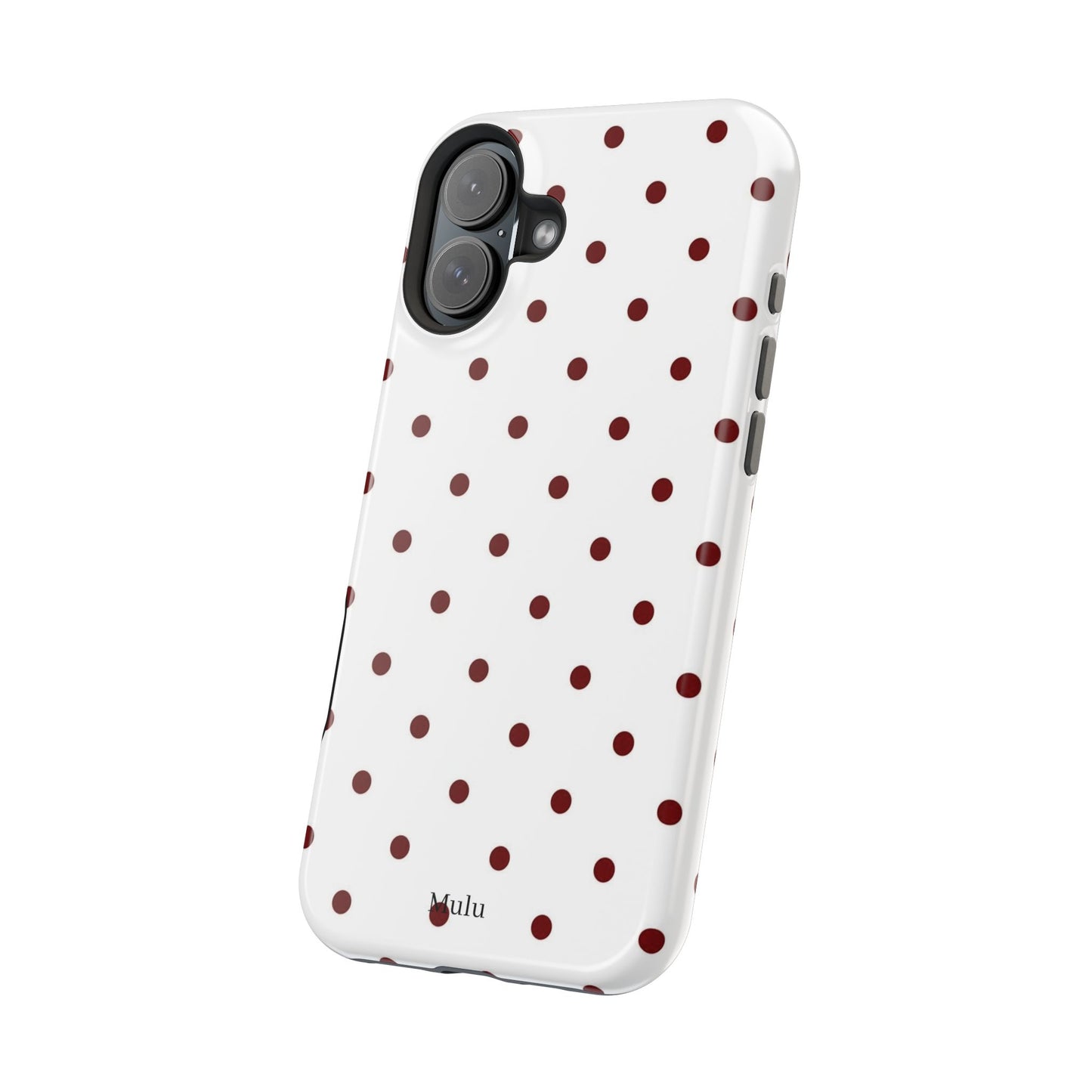 Polka Dot Magnetic Impact-Resistant Phone Case — Red Dots on White