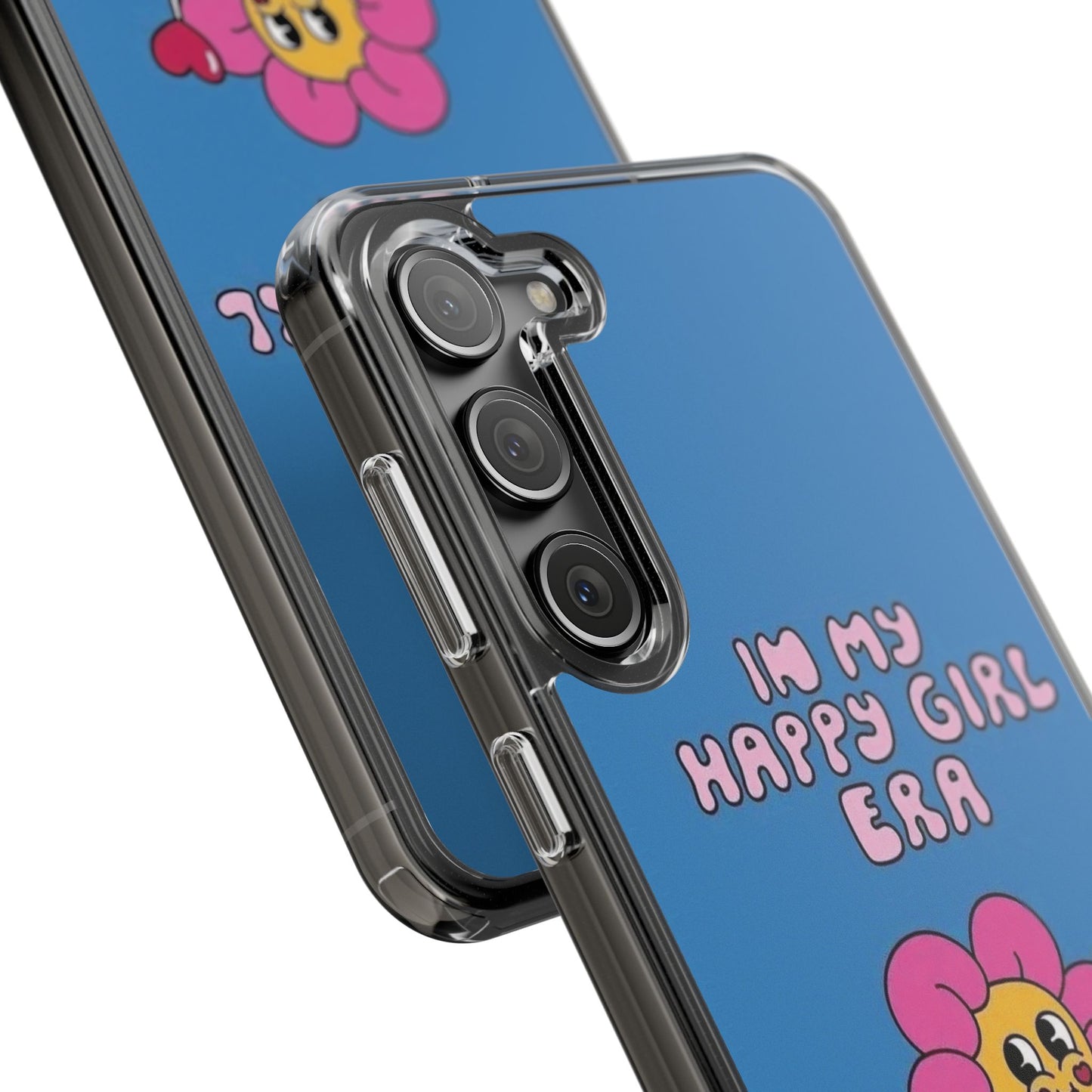 Clear Impact-Resistant Phone Case — “I’m My Happy Girl Era” Cute Flower Design