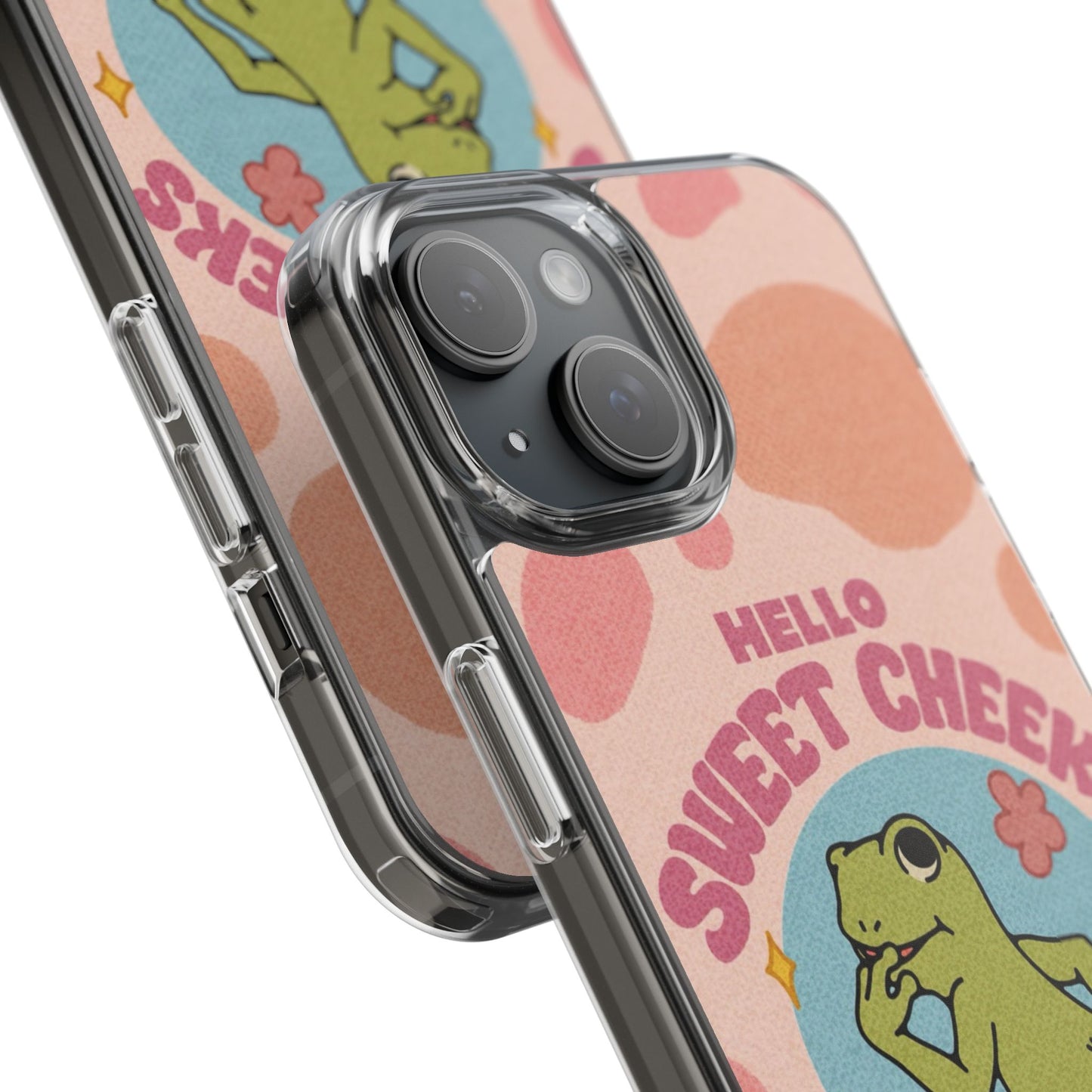 Clear Impact Phone Case — "Hello Sweet Cheeks" Retro Frog Design