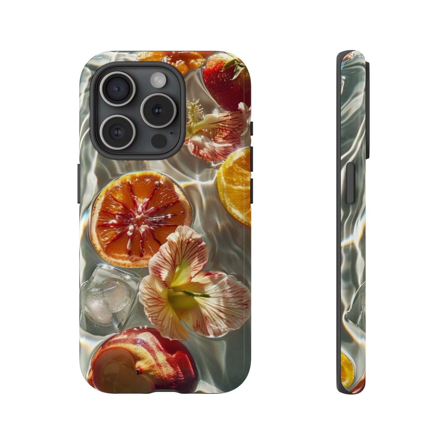 Citrus & Hibiscus Protective Phone Case – Summer Fruit Water Print Tough Case