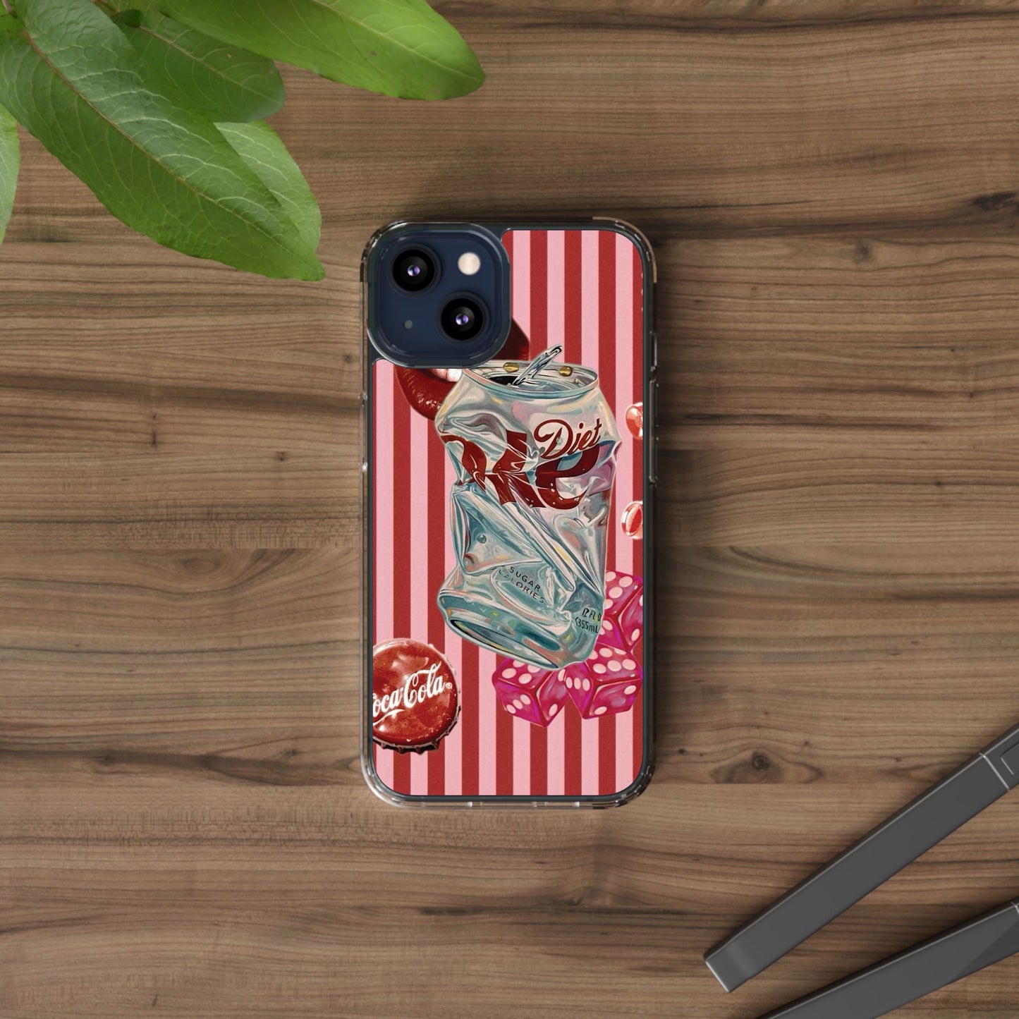 Diet Cola Crush Clear Phone Case – Retro Soda Pop Design
