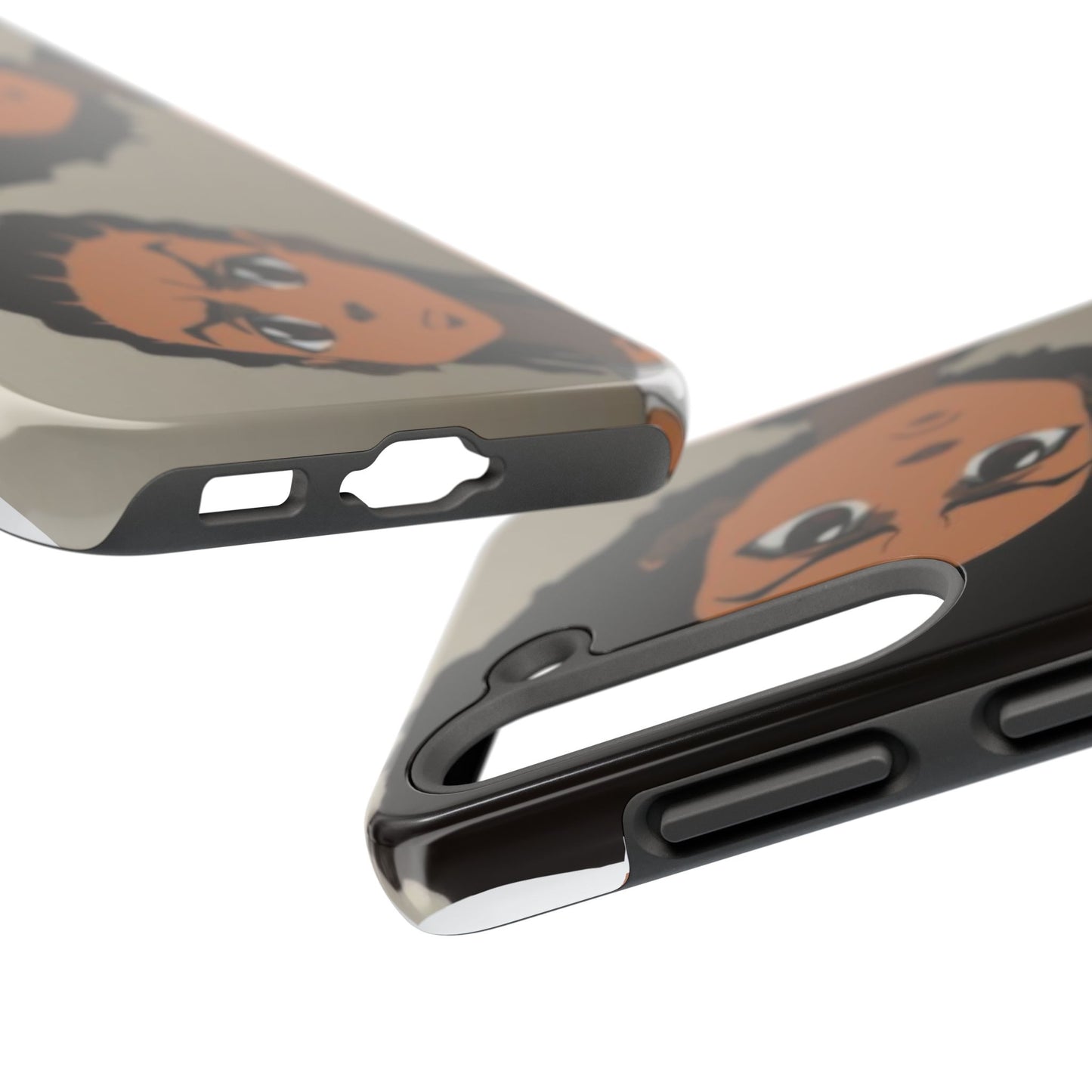 Tough Phone Case — Afro Anime Duo Face Design, Protective Shockproof Cover