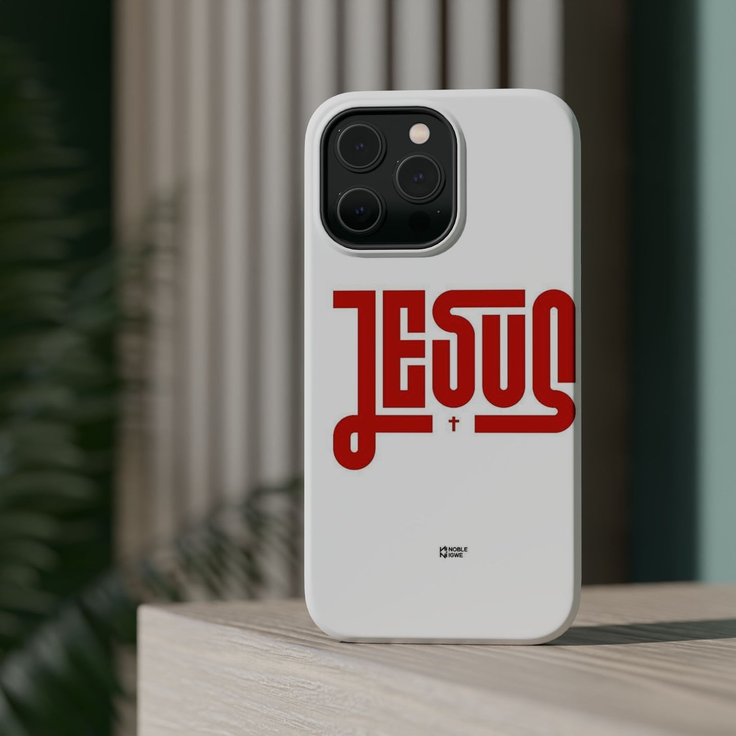 Jesus Magnetic Impact‑Resistant Phone Case — Bold Red Script Christian iPhone Cover