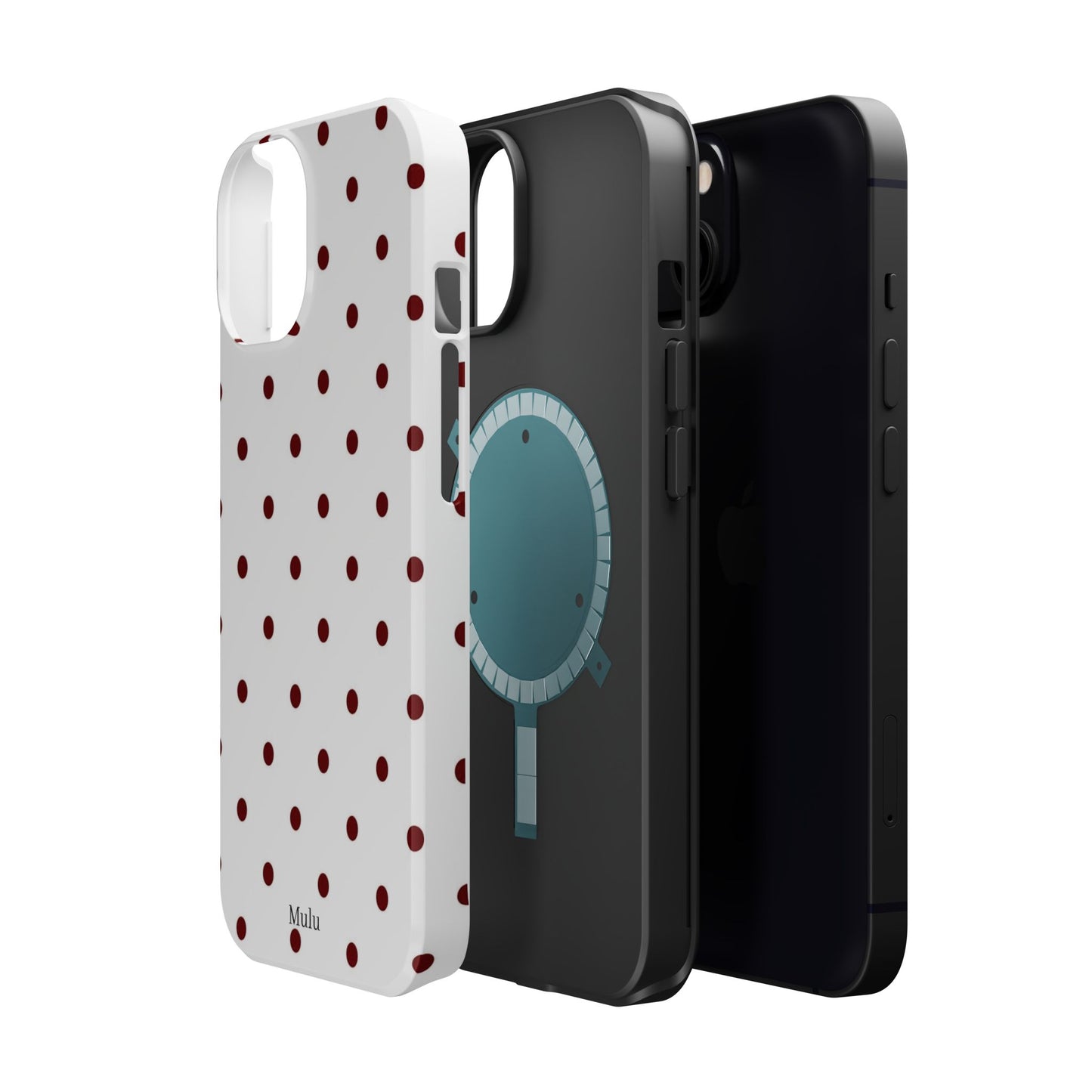Polka Dot Magnetic Impact-Resistant Phone Case — Red Dots on White