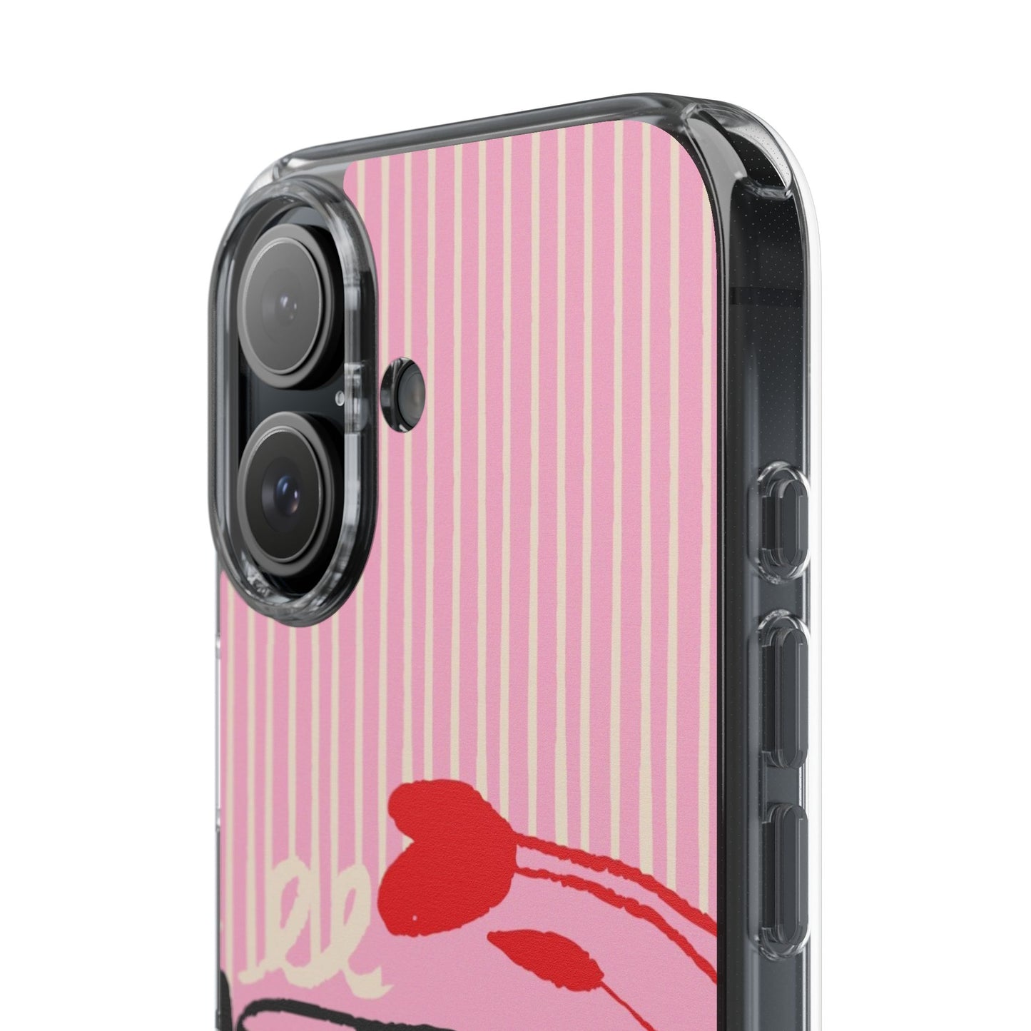 Clear Impact-Resistant Case — Pink Cute Heart Cartoon Design