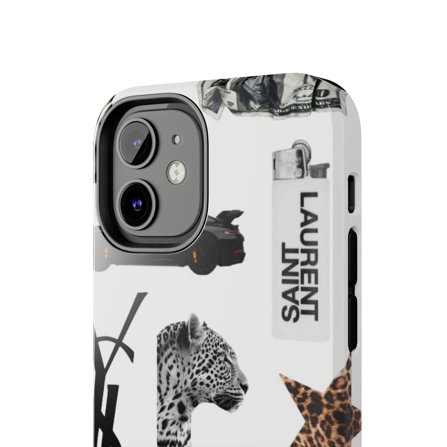 Tough Phone Case — Luxe Fashion Collage with Leopard, Martini & Kiss Print