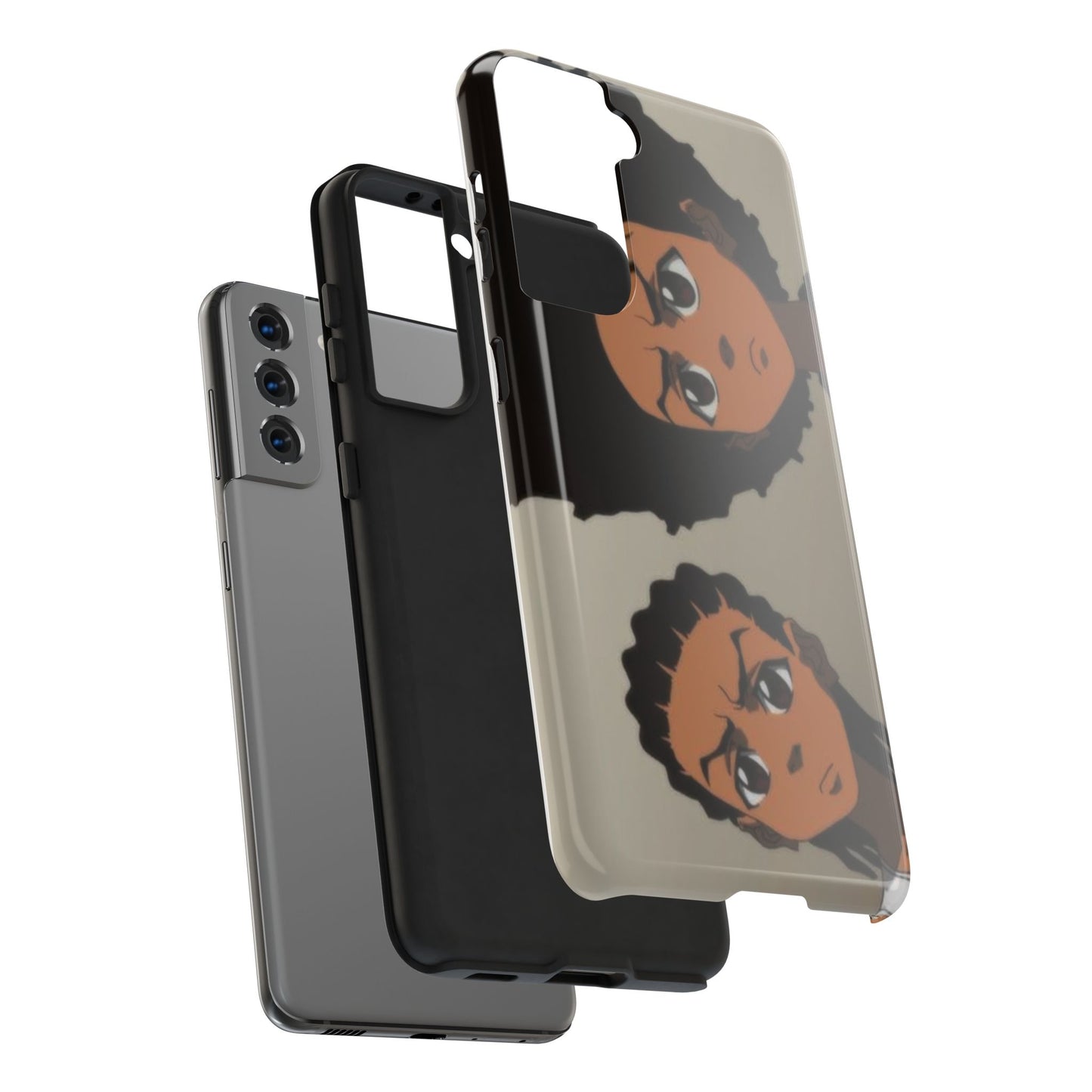 Tough Phone Case — Afro Anime Duo Face Design, Protective Shockproof Cover