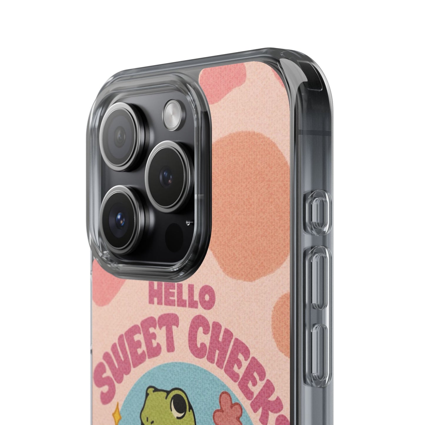 Clear Impact Phone Case — "Hello Sweet Cheeks" Retro Frog Design