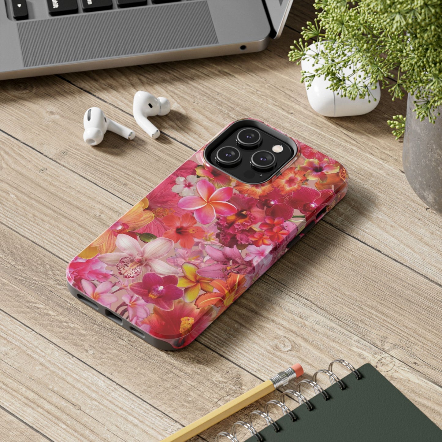 Tough Phone Case — Pink Tropical Floral Orchids Phone Cover