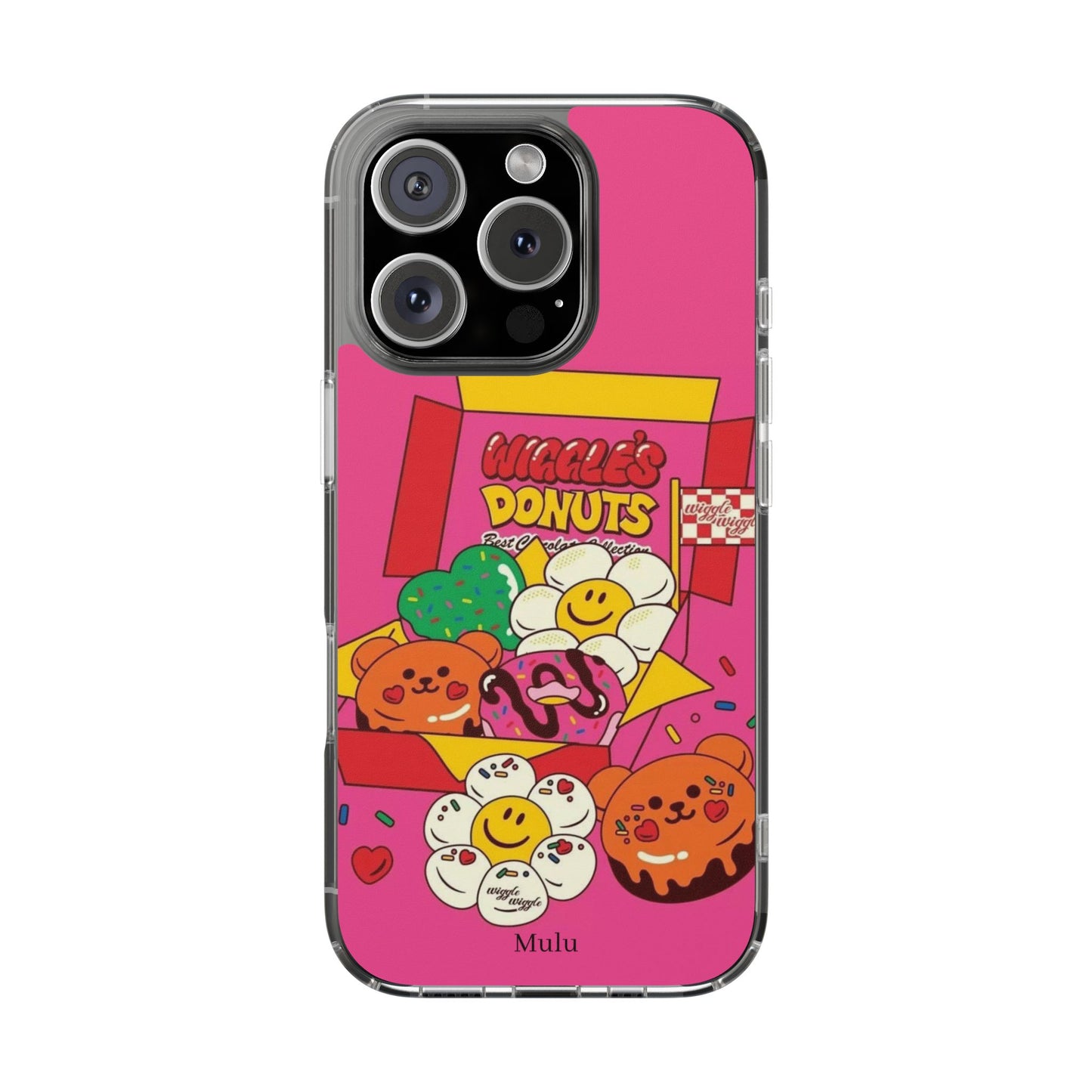 Donut Box Cute Phone Case — Clear Impact‑Resistant iPhone Cover with Smiling Donuts