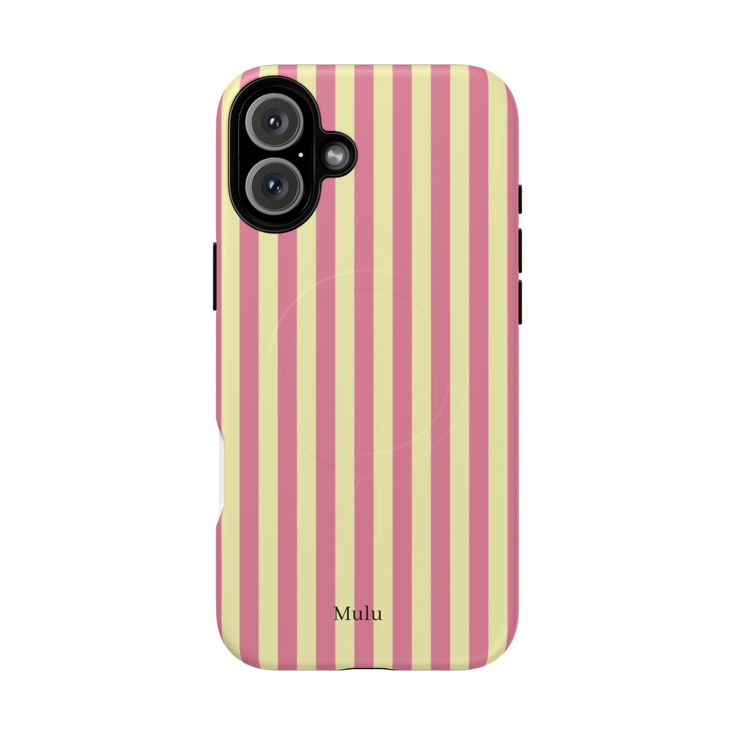 Striped Pink & Yellow Magnetic Tough Phone Case — Retro Pastel Protection