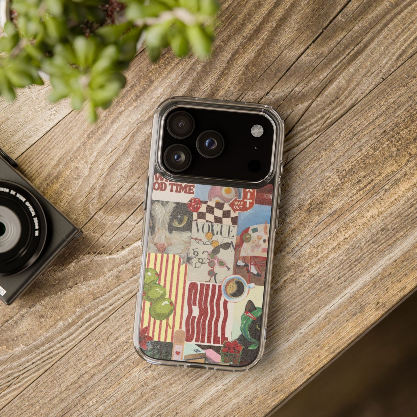 Collage Vintage Aesthetic Clear Impact-Resistant Phone Case