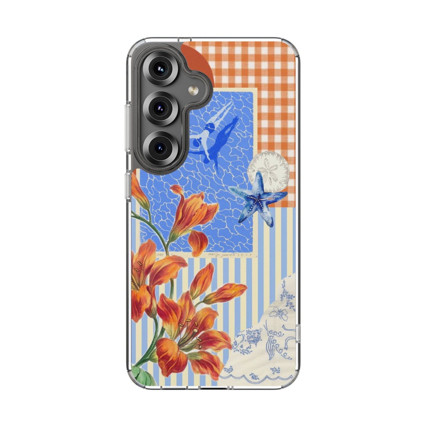 Floral Patchwork Clear Impact-Resistant Phone Case