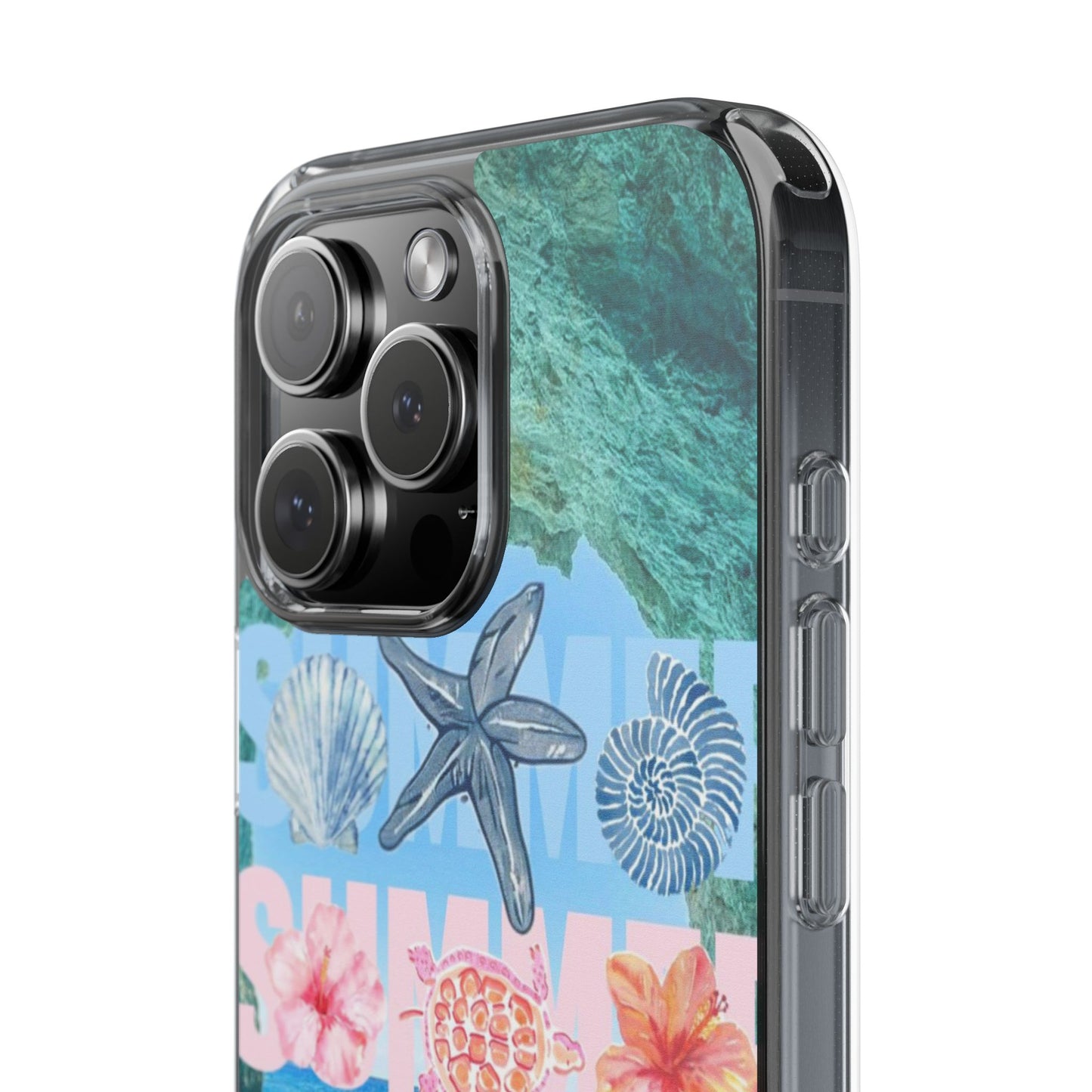 Clear Summer Beach Phone Case — Impact‑Resistant Tropical Design