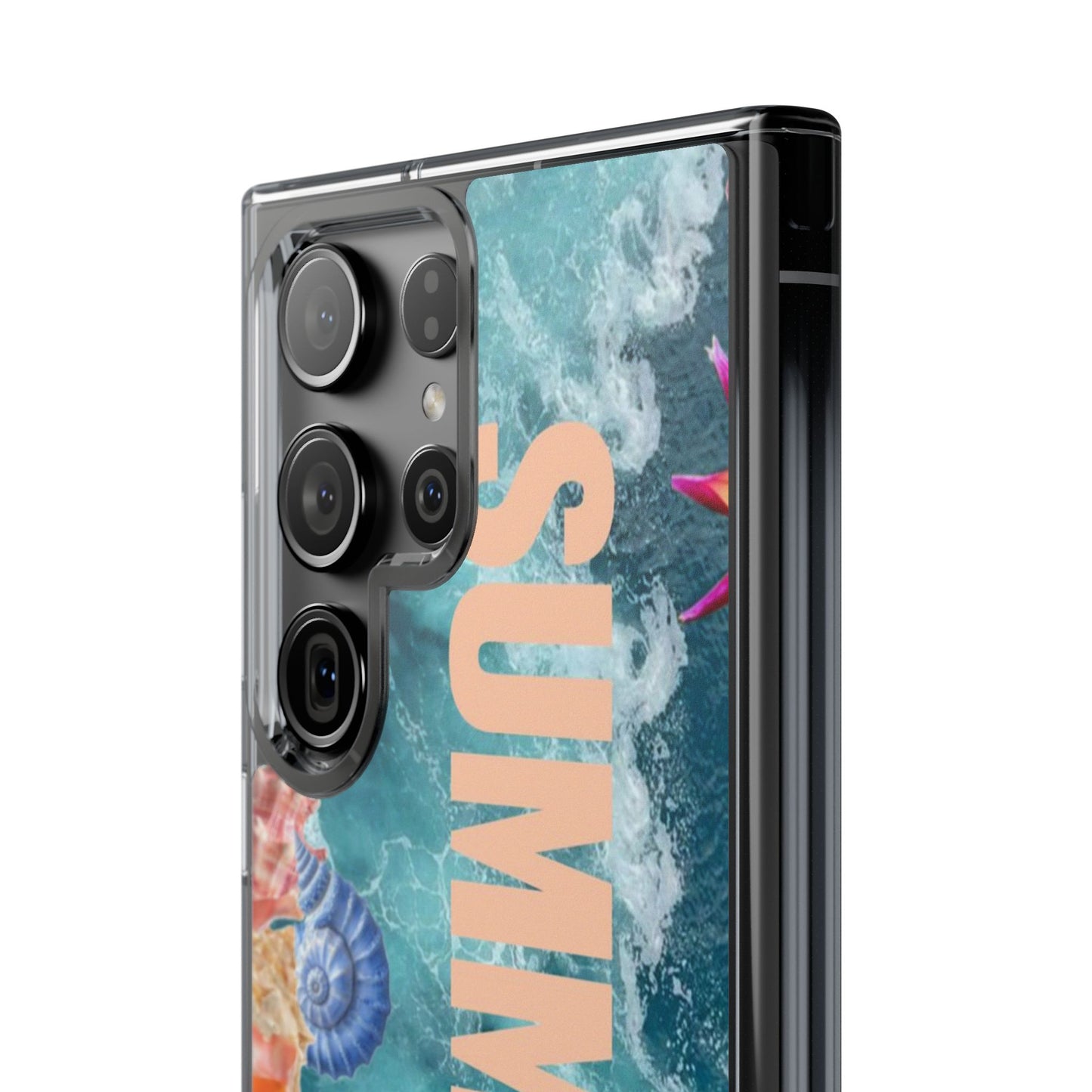 Summer Floral Clear Impact Phone Case — "SUMMER" Tropical Hibiscus Design