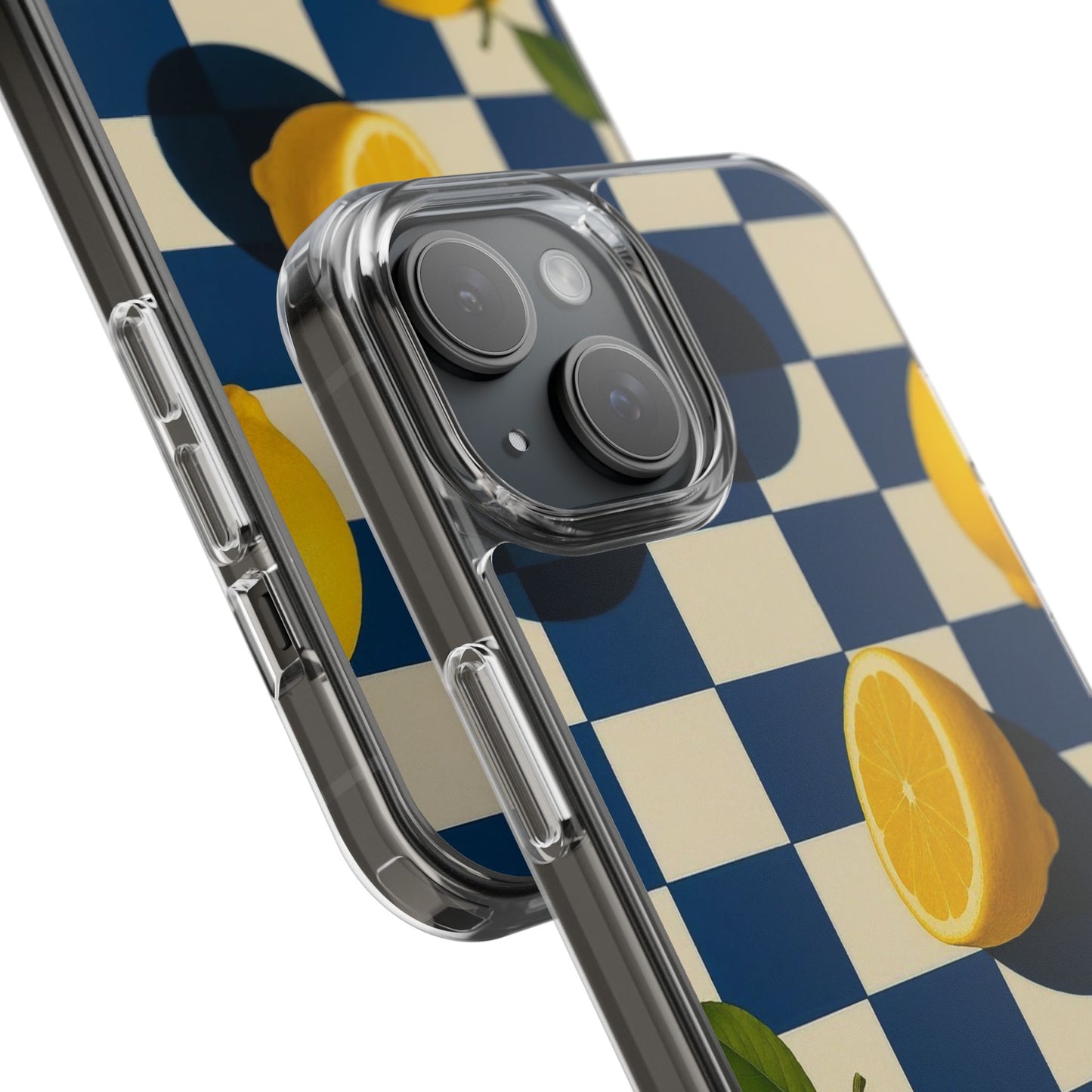 Clear Impact-Resistant Case — Retro Checkered Lemons Phone Case