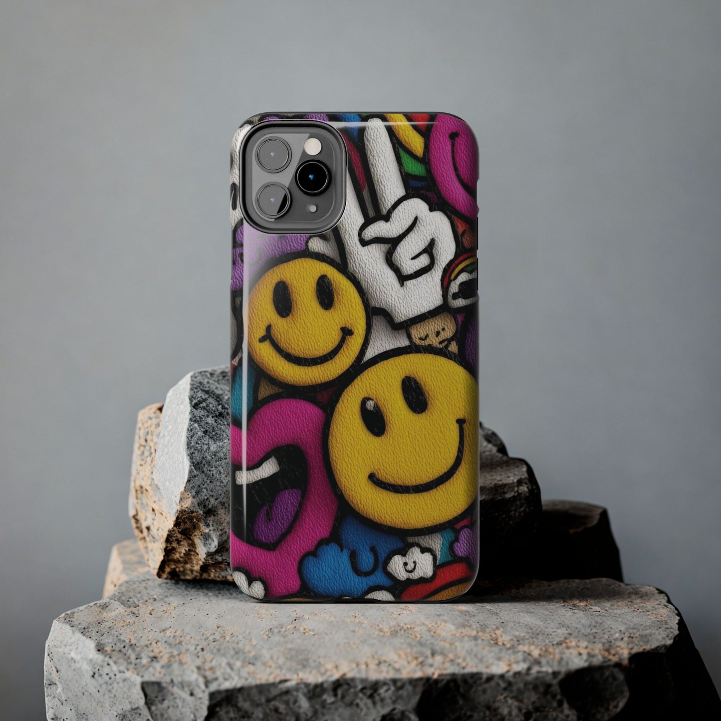 Smiley Graffiti Tough Phone Case – Colorful Urban Art Protection
