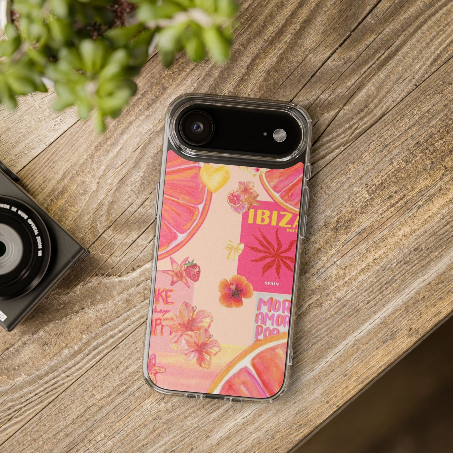 Clear Impact Phone Case — Pink Ibiza Citrus Floral Design