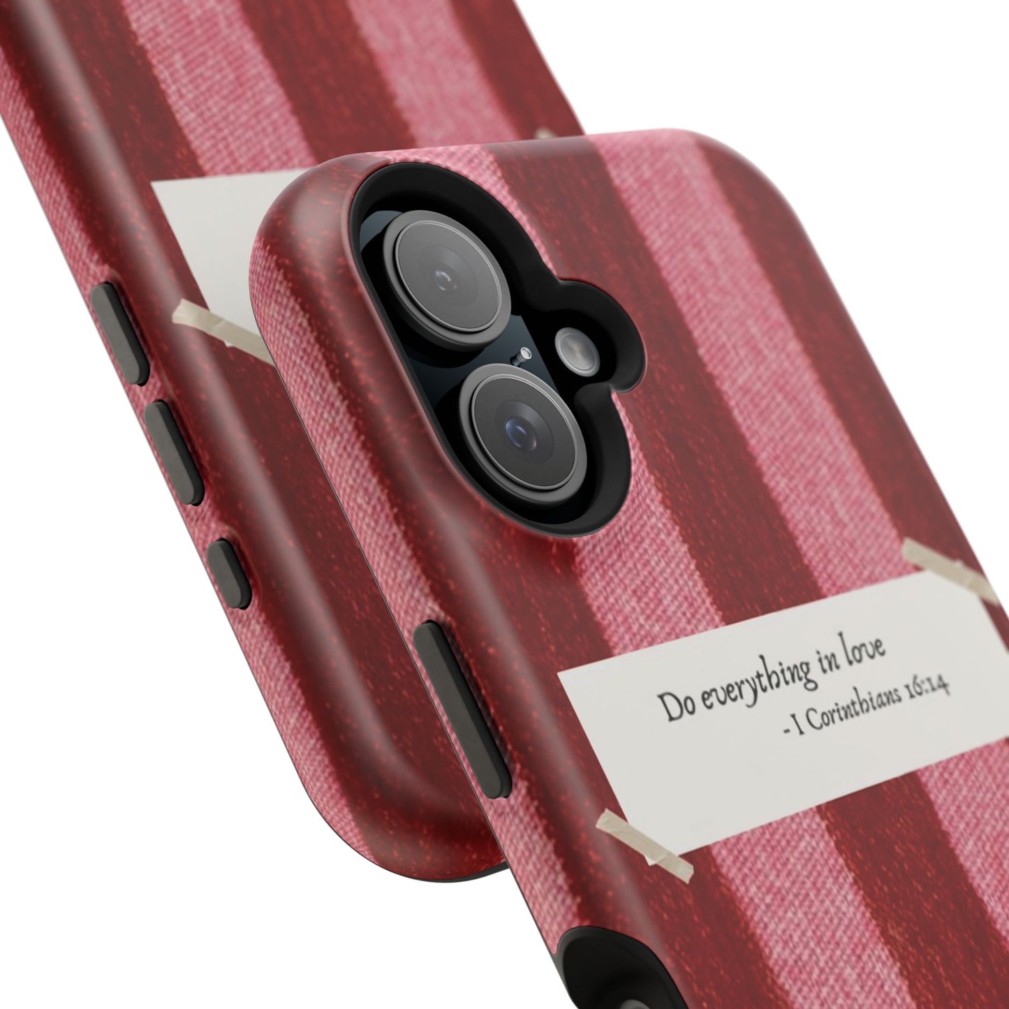 Christian Quote Red Stripe Phone Case — “Do everything in love” Magnetic Impact-Resistant Case