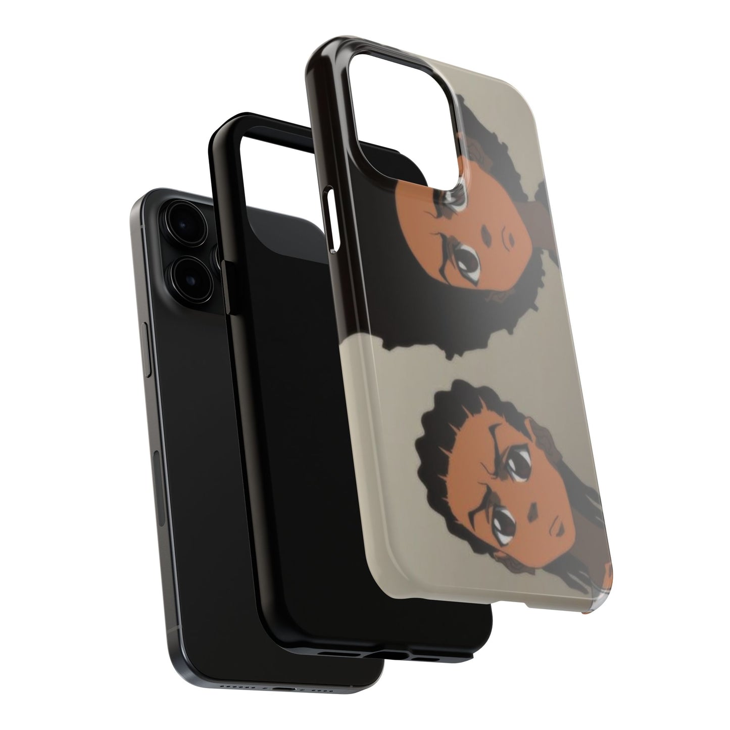 Tough Phone Case — Afro Anime Duo Face Design, Protective Shockproof Cover