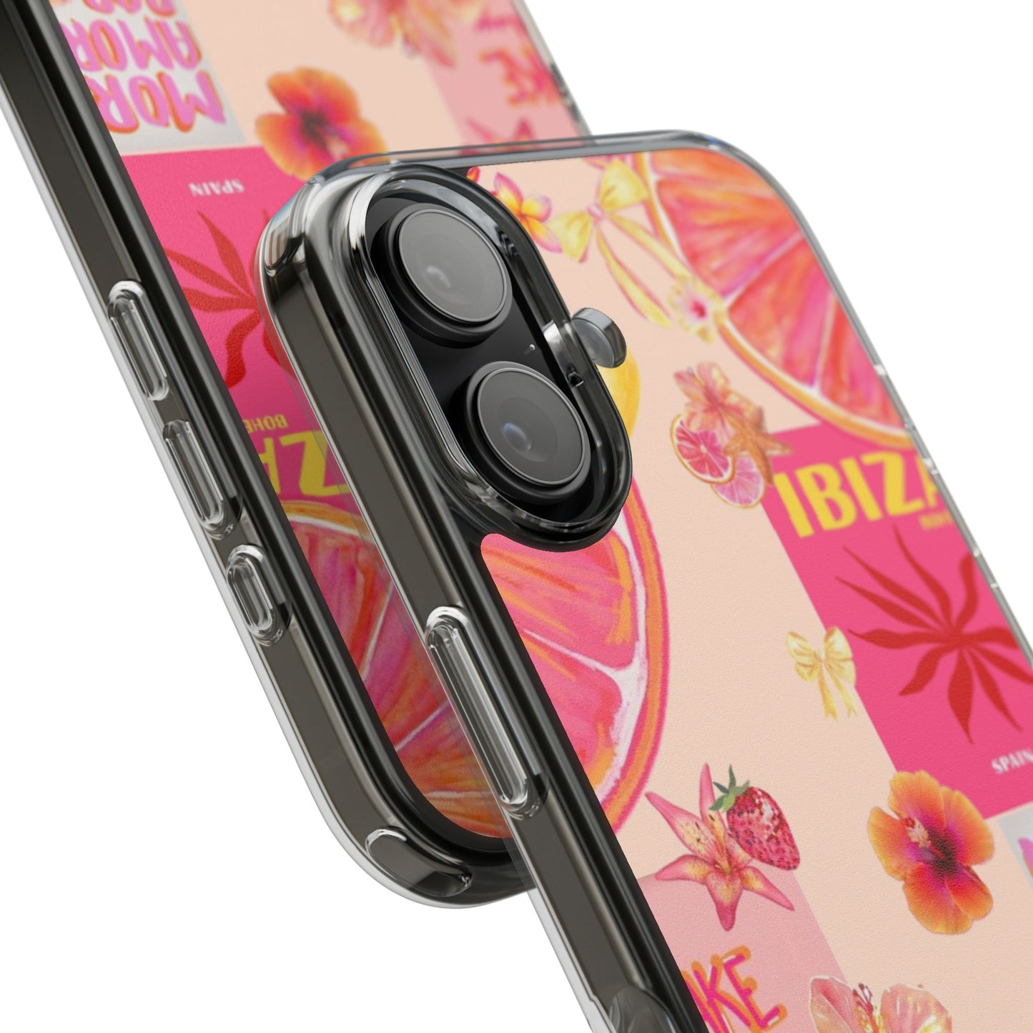 Clear Impact Phone Case — Pink Ibiza Citrus Floral Design
