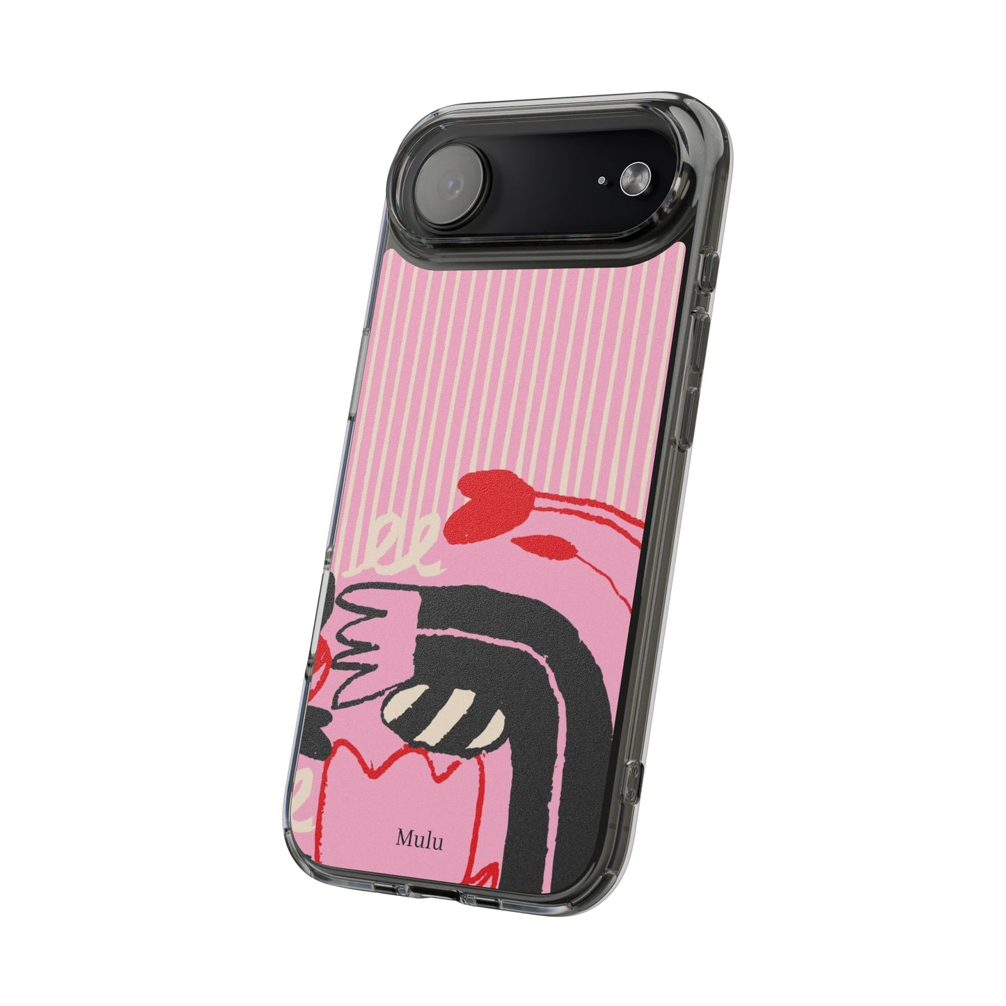 Clear Impact-Resistant Case — Pink Cute Heart Cartoon Design