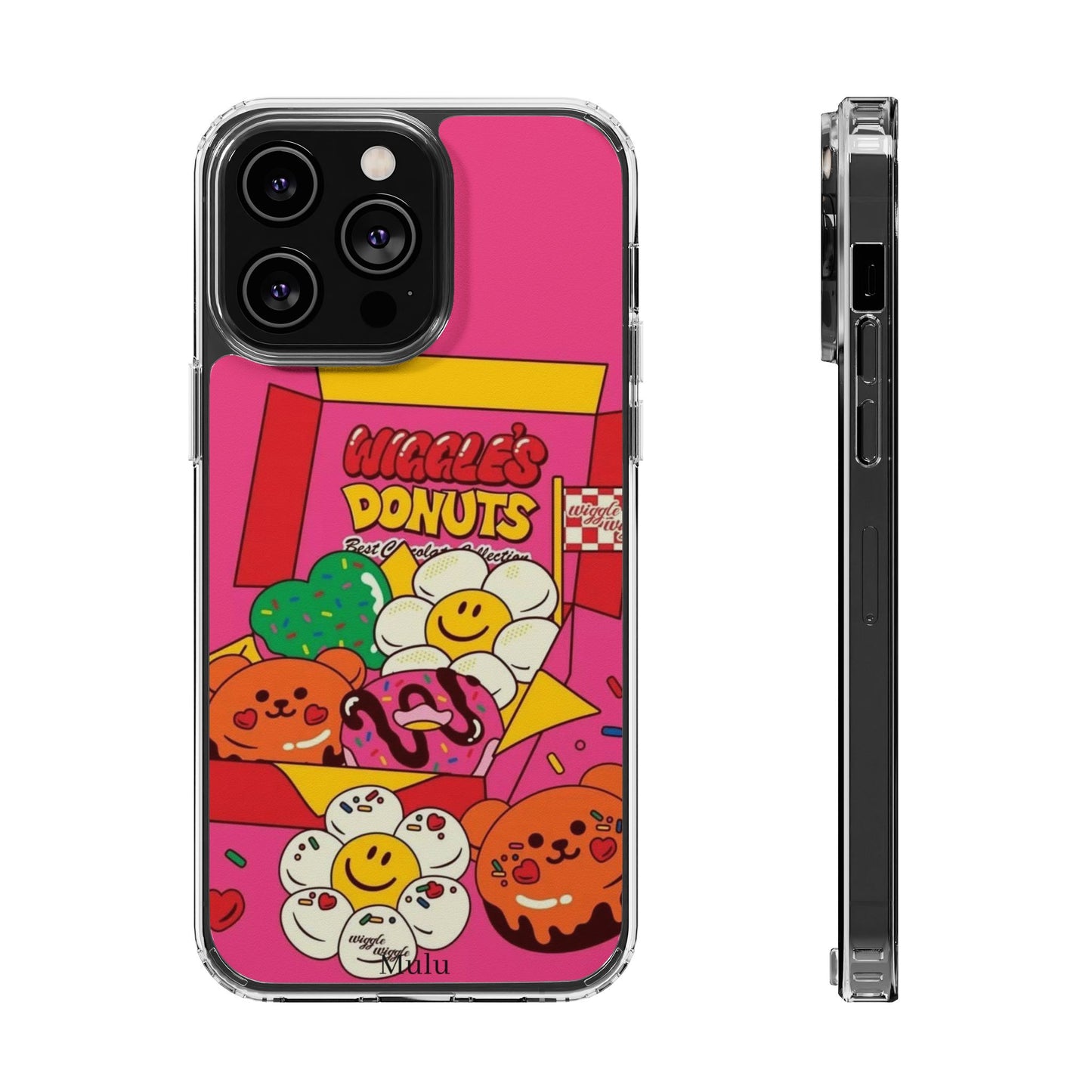 Donut Box Cute Phone Case — Clear Impact‑Resistant iPhone Cover with Smiling Donuts