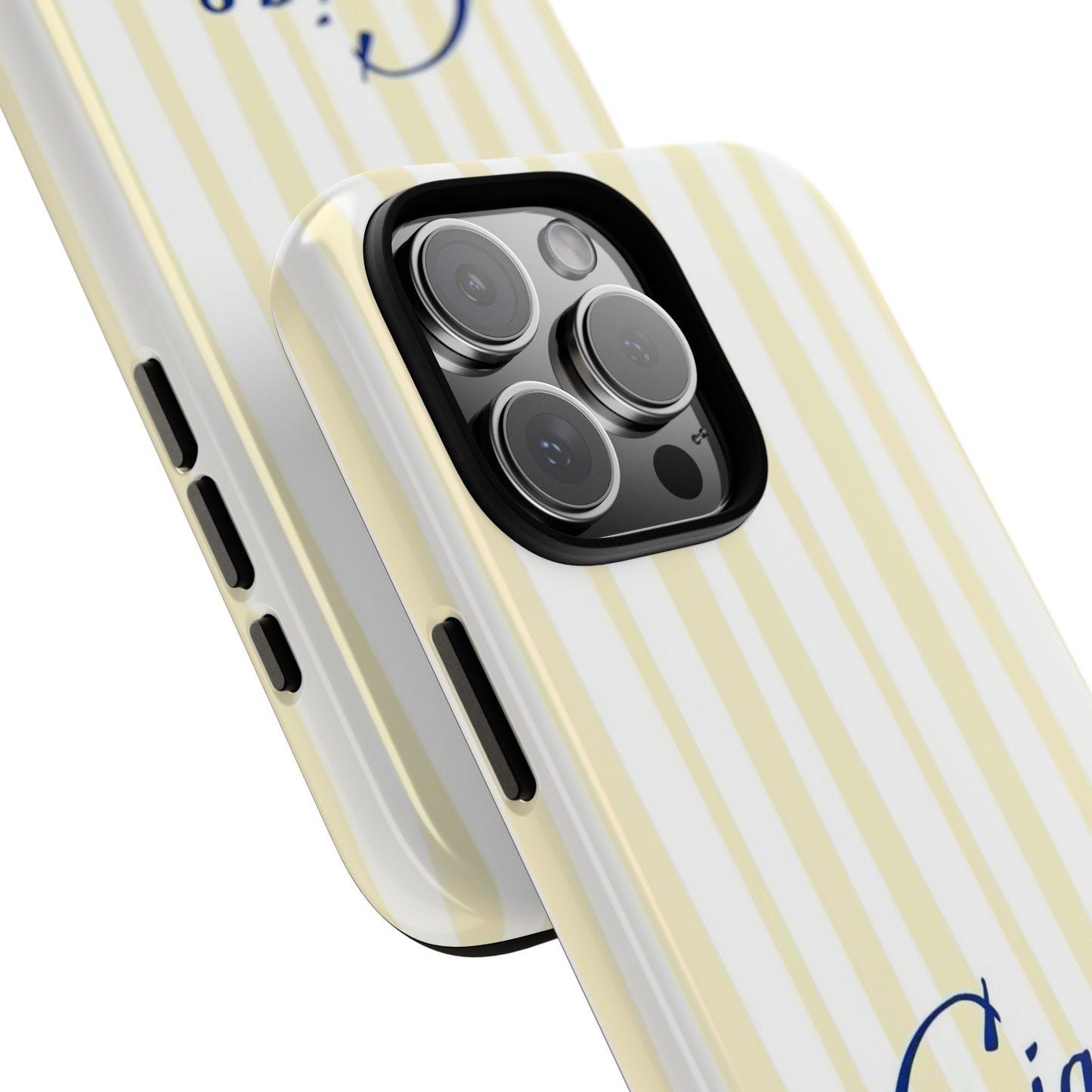 Ciao Bella Phone Case – Striped Elegant Italian Script Protective Cover