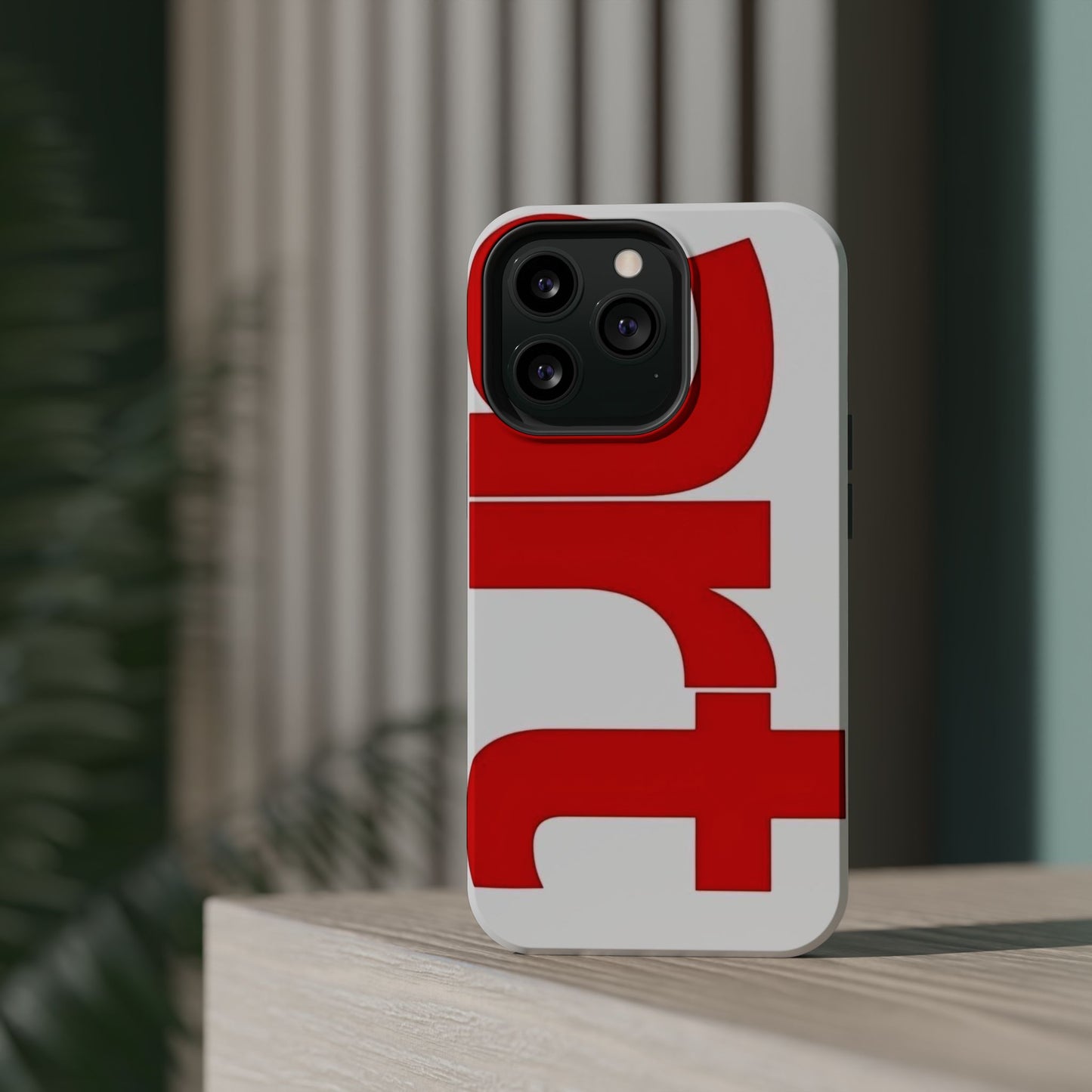 Magnetic Impact-Resistant Phone Case — Bold Red Typographic Design