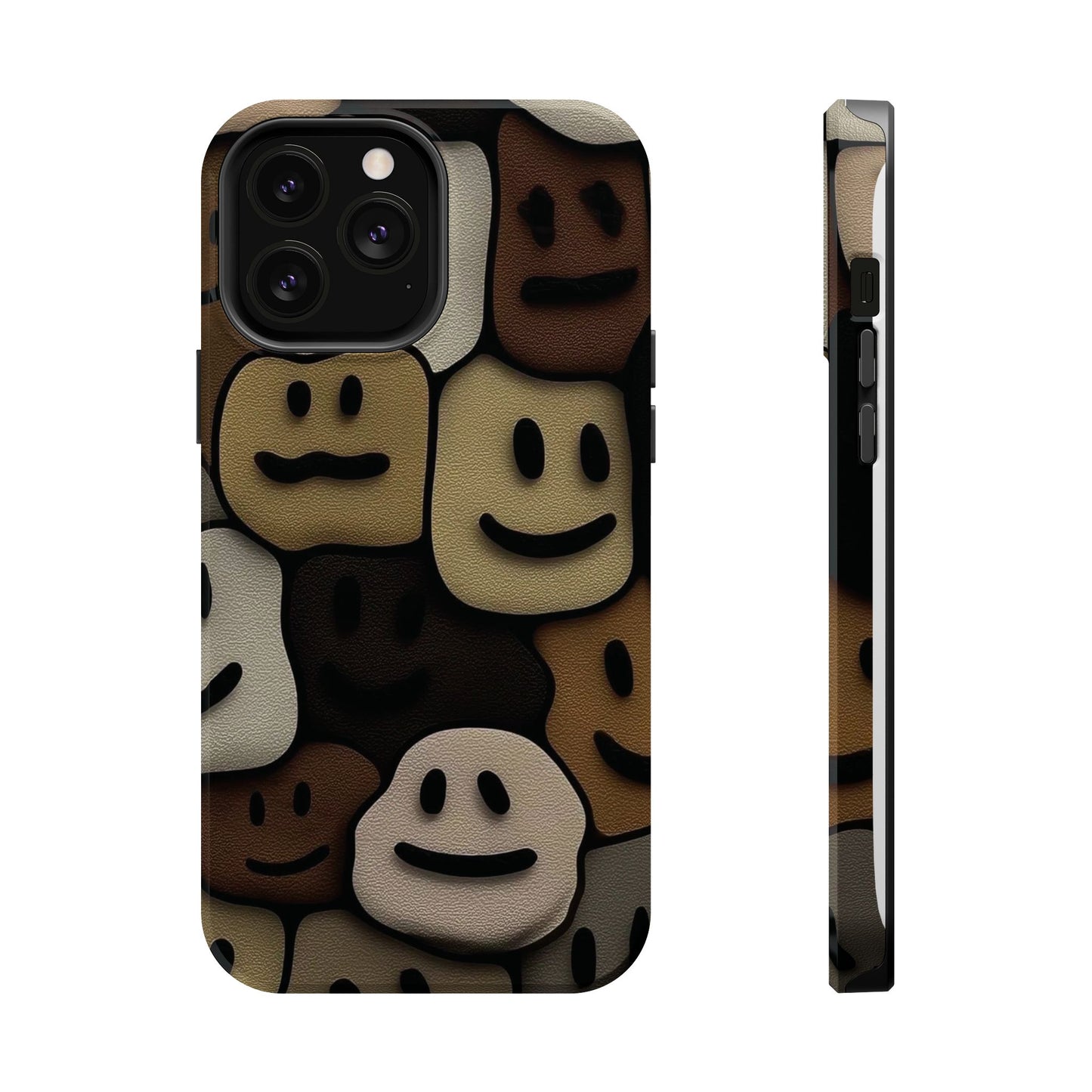 Magnetic Impact-Resistant Case — Brown Smiley Tile Phone Cover