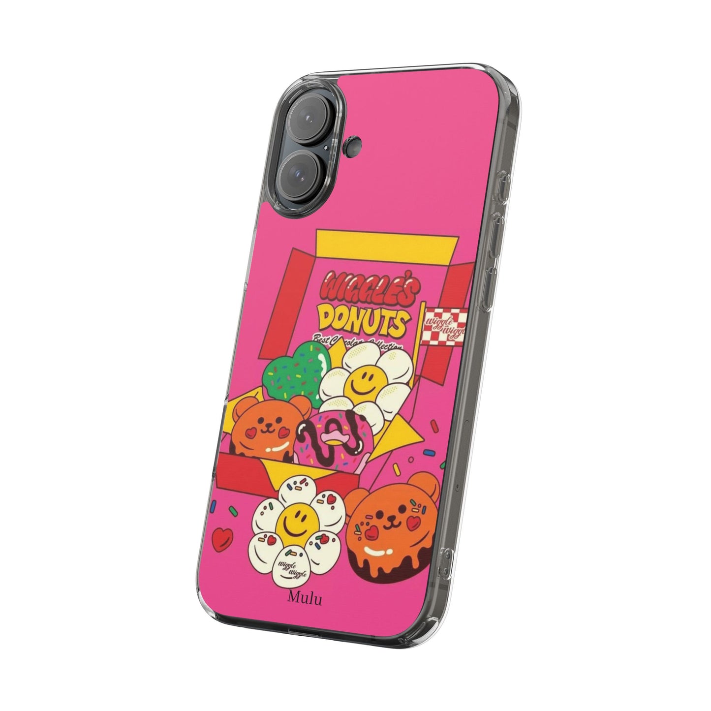 Donut Box Cute Phone Case — Clear Impact‑Resistant iPhone Cover with Smiling Donuts