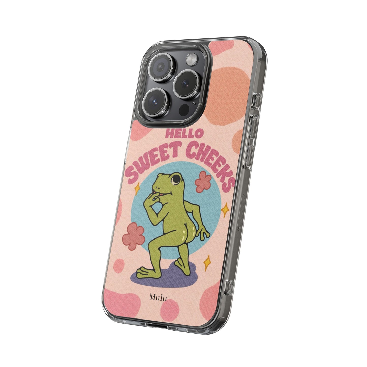 Clear Impact Phone Case — "Hello Sweet Cheeks" Retro Frog Design