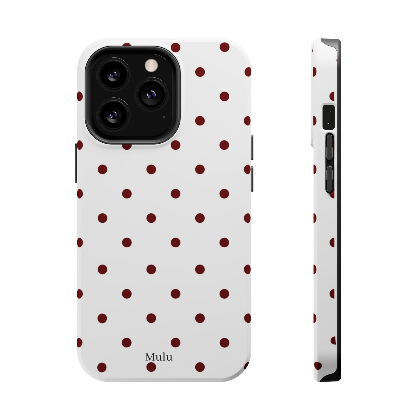 Polka Dot Magnetic Impact-Resistant Phone Case — Red Dots on White