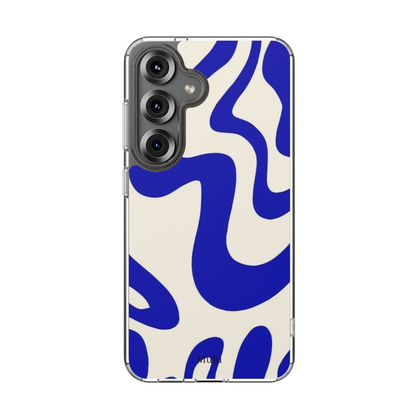Clear Impact-Resistant Case — Blue Abstract Wavy Pattern