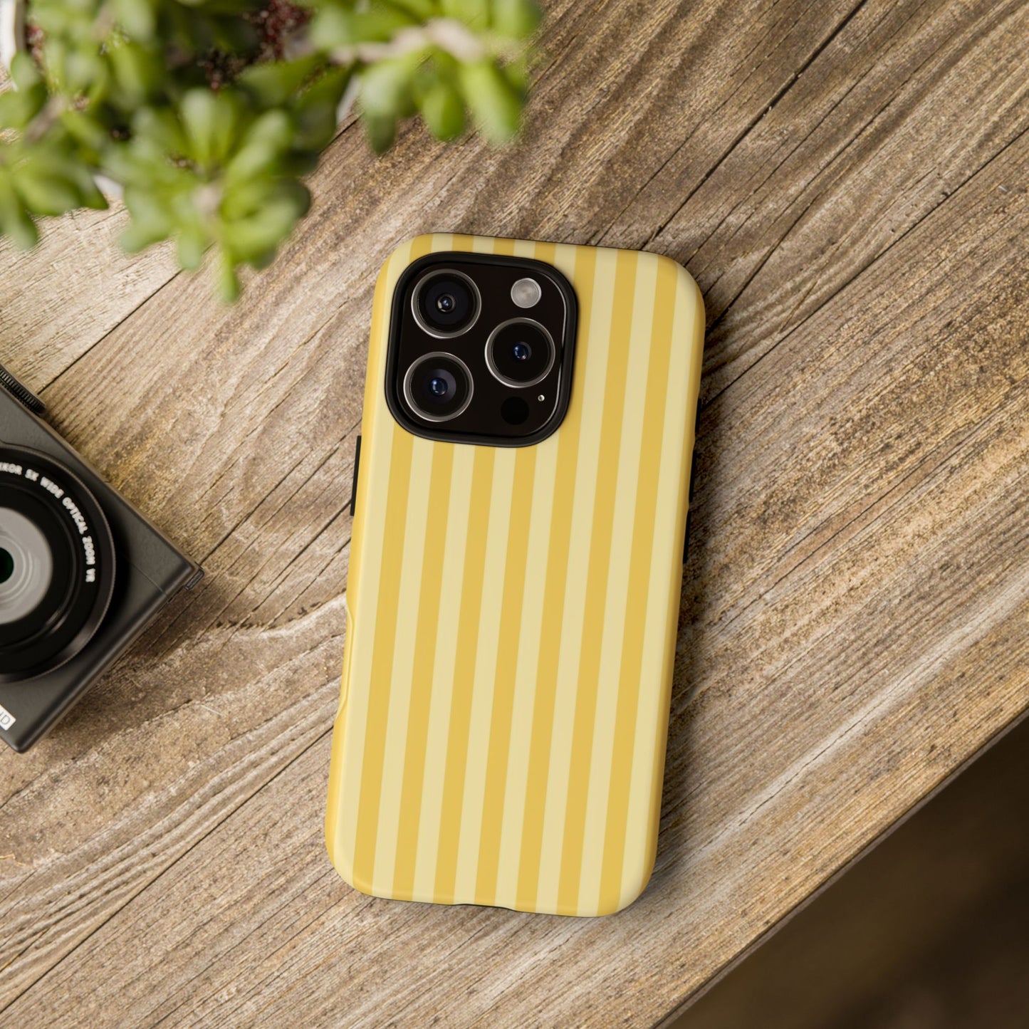 Yellow Stripe Tough Phone Case — Durable Protective iPhone Cover